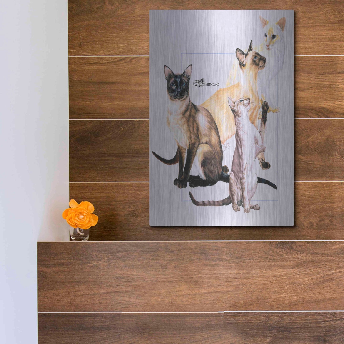 Luxe Metal Art 'Siamese' by Barbara Keith, Metal Wall Art,12x16