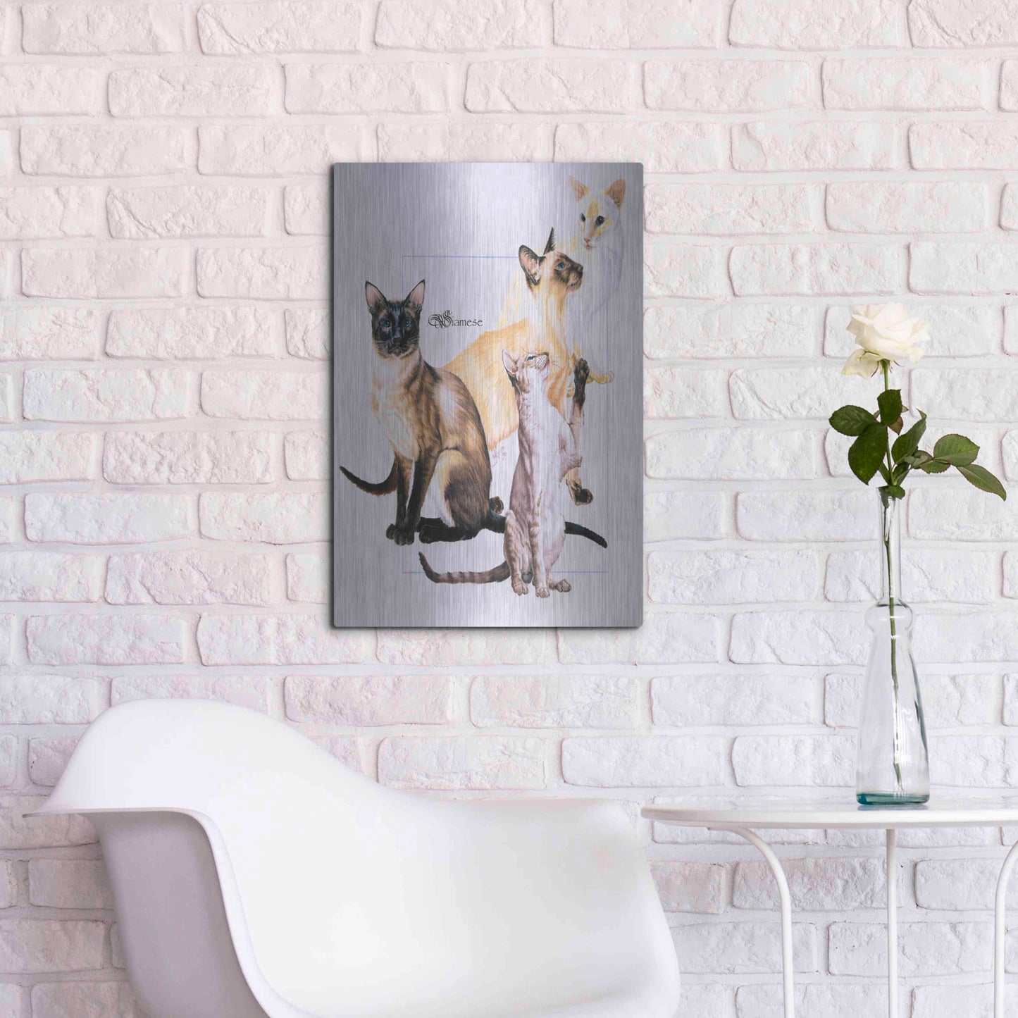 Luxe Metal Art 'Siamese' by Barbara Keith, Metal Wall Art,16x24