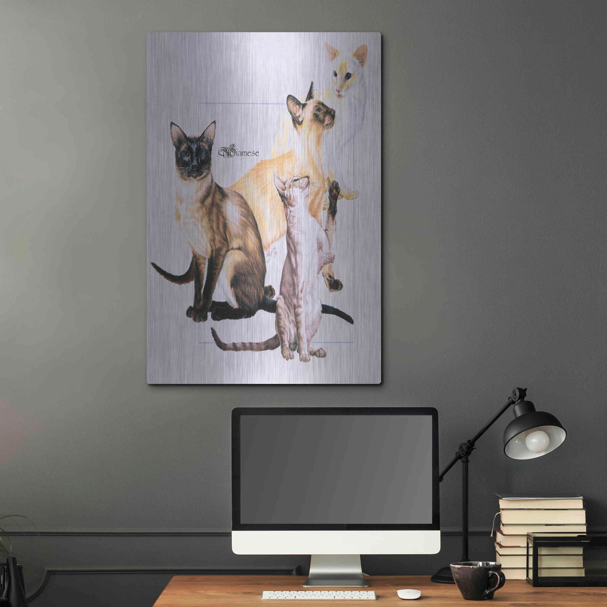 Luxe Metal Art 'Siamese' by Barbara Keith, Metal Wall Art,24x36