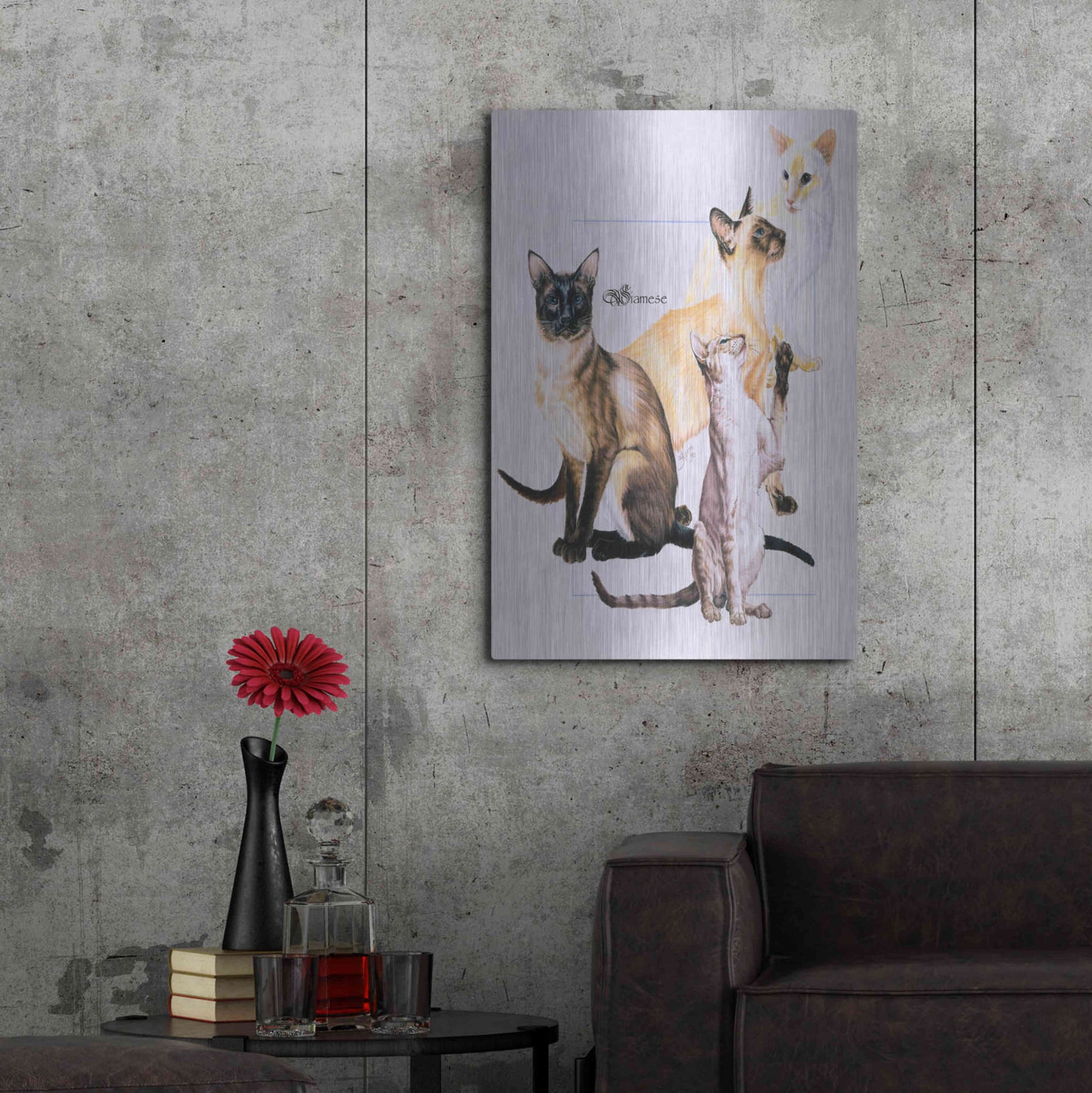 Luxe Metal Art 'Siamese' by Barbara Keith, Metal Wall Art,24x36