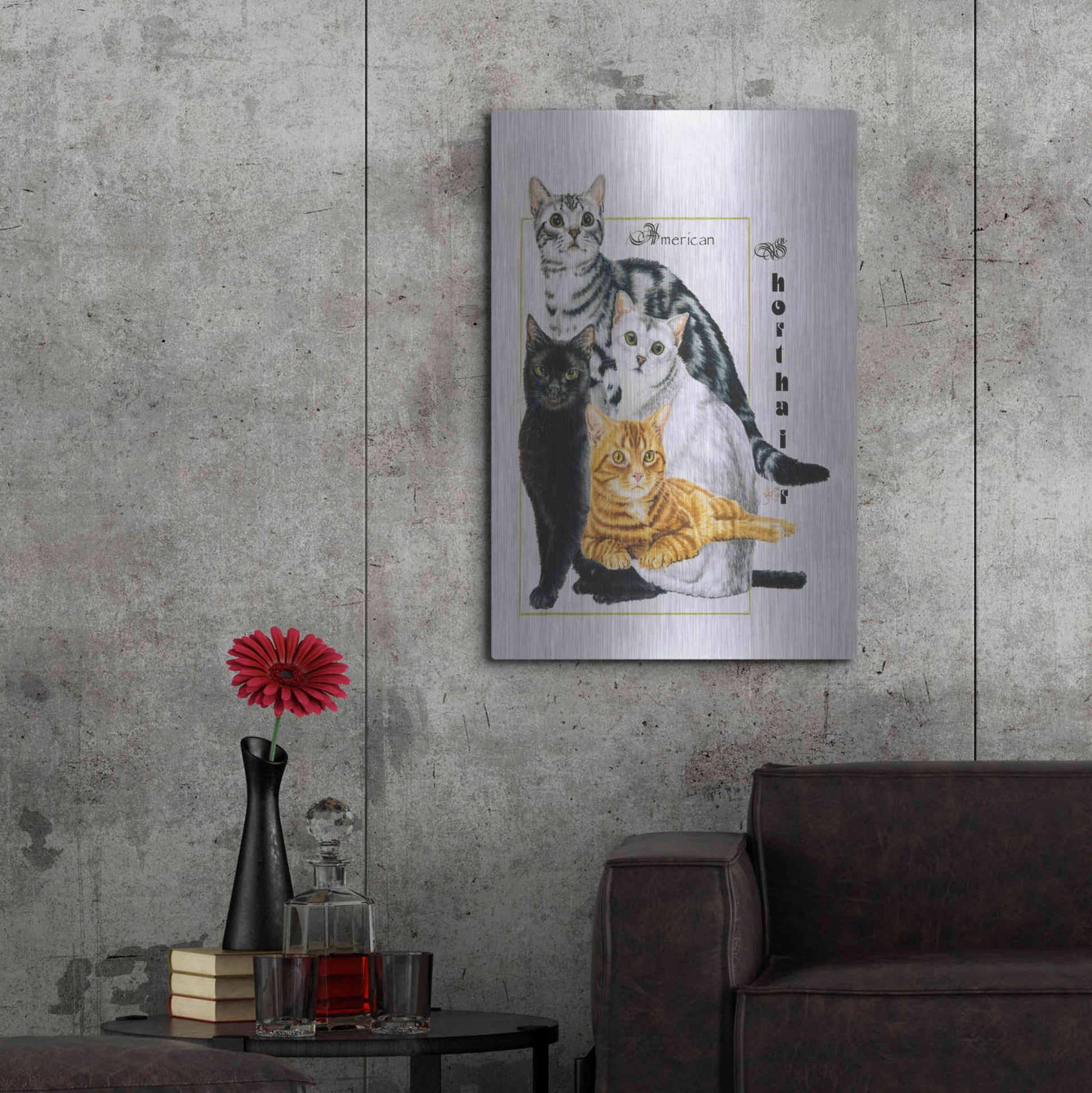 Luxe Metal Art 'American Shorthair' by Barbara Keith, Metal Wall Art,24x36