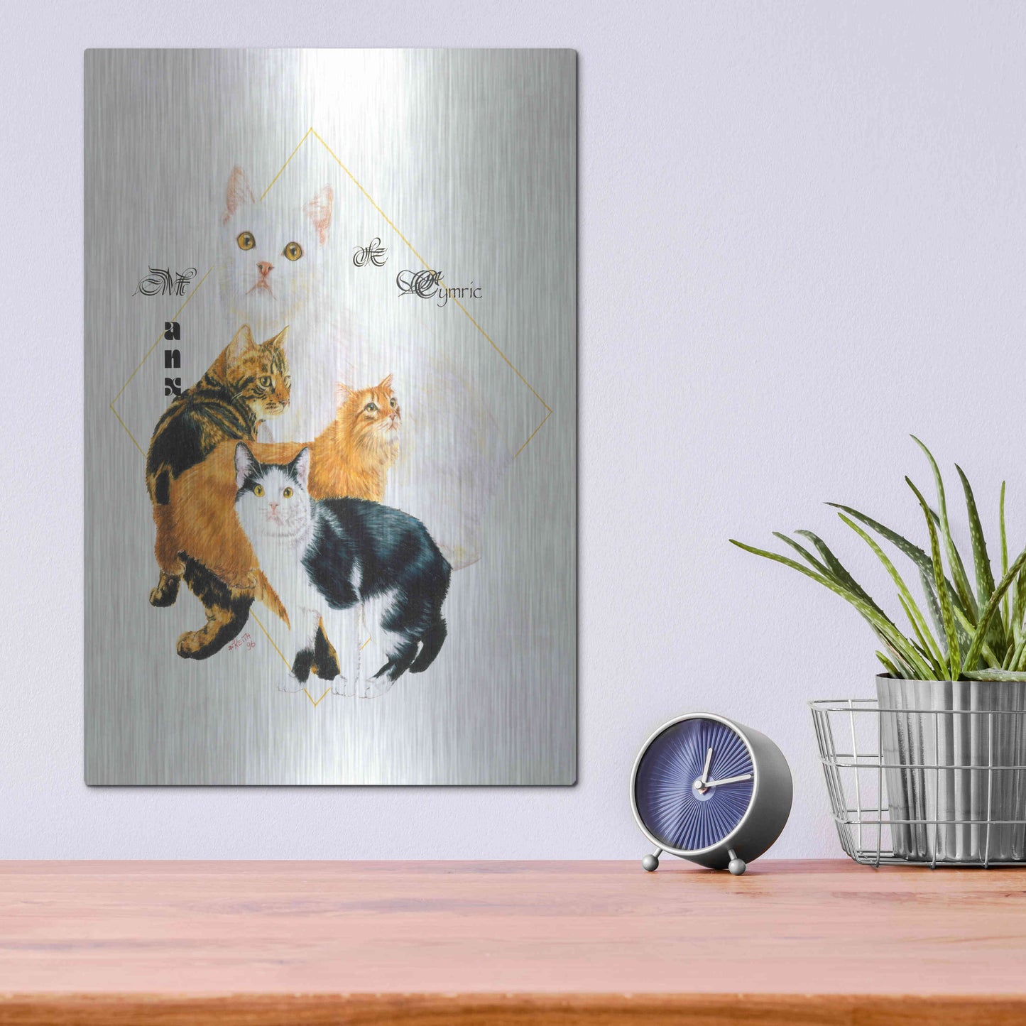 Luxe Metal Art 'Cymric And Manx' by Barbara Keith, Metal Wall Art,12x16