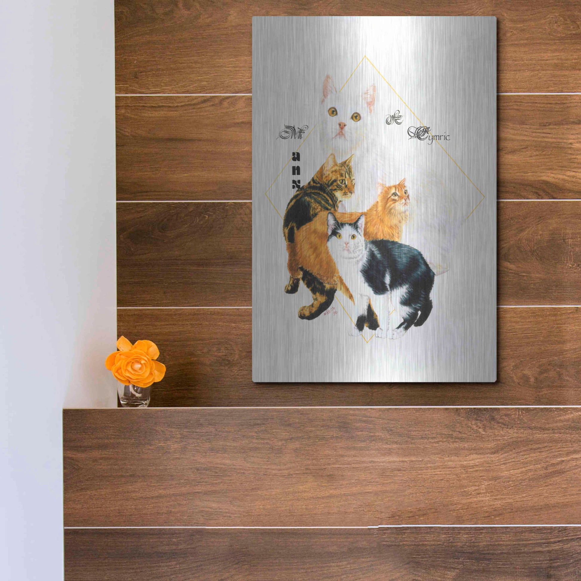 Luxe Metal Art 'Cymric And Manx' by Barbara Keith, Metal Wall Art,12x16