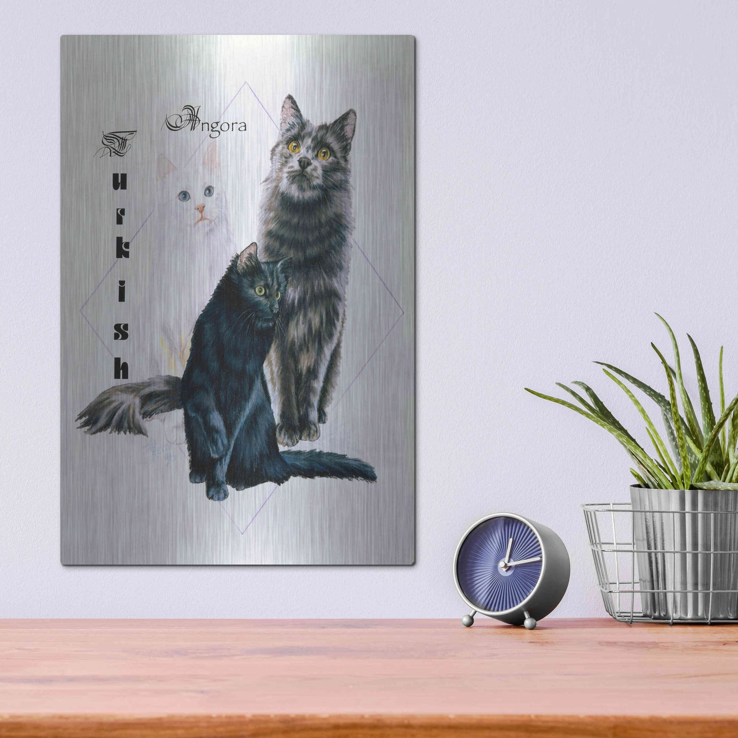 Luxe Metal Art 'Turkish Angora' by Barbara Keith, Metal Wall Art,12x16