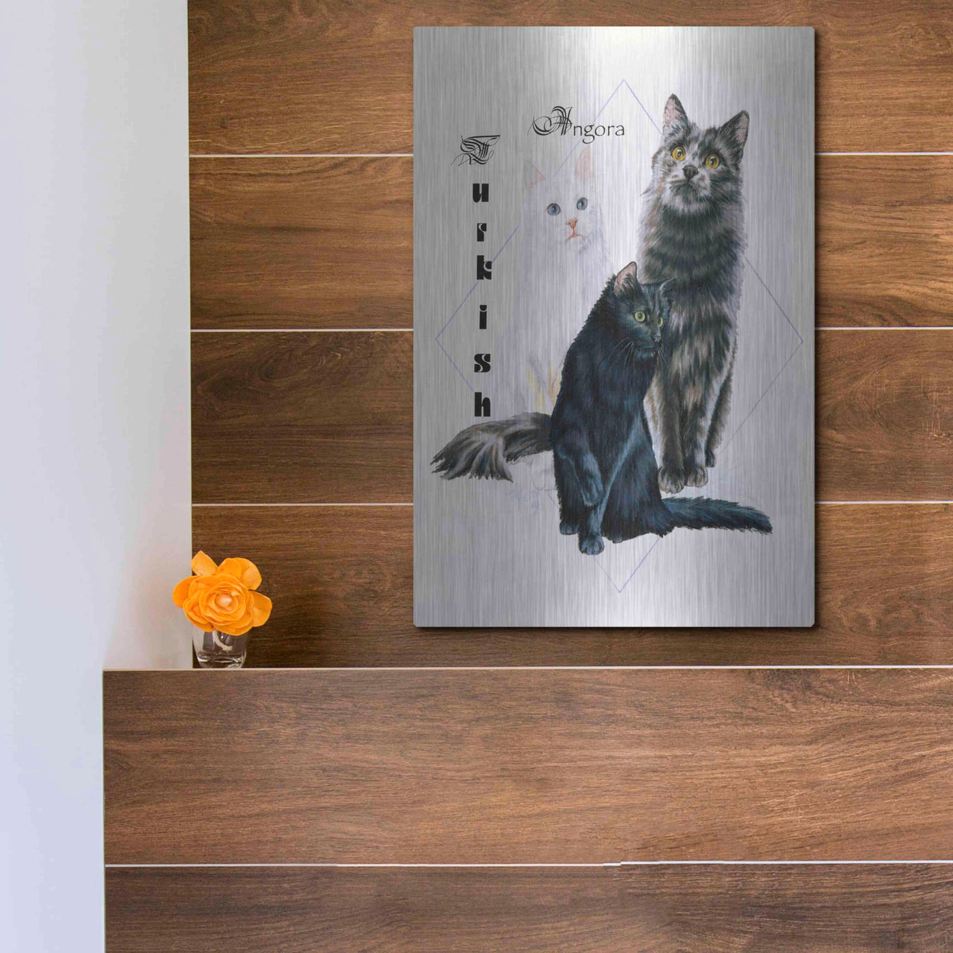 Luxe Metal Art 'Turkish Angora' by Barbara Keith, Metal Wall Art,12x16