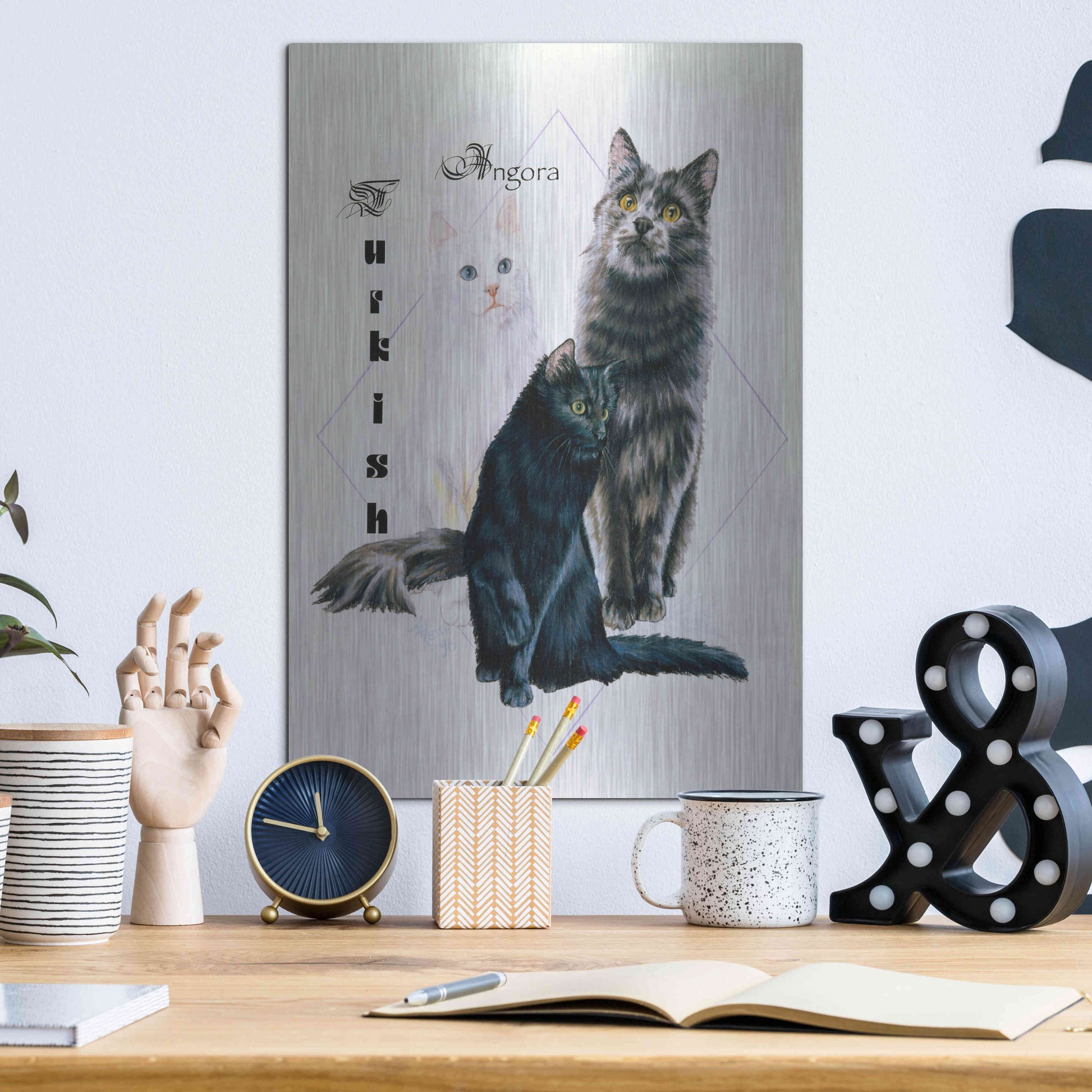 Luxe Metal Art 'Turkish Angora' by Barbara Keith, Metal Wall Art,12x16