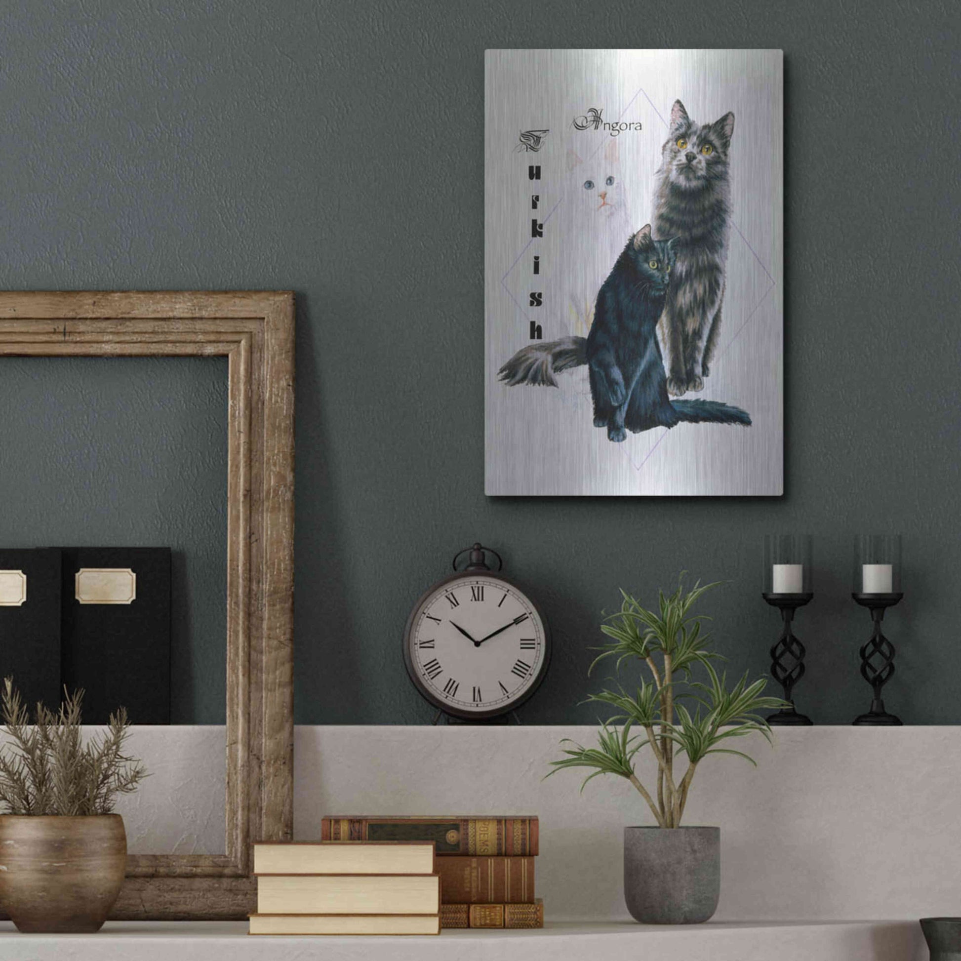 Luxe Metal Art 'Turkish Angora' by Barbara Keith, Metal Wall Art,12x16