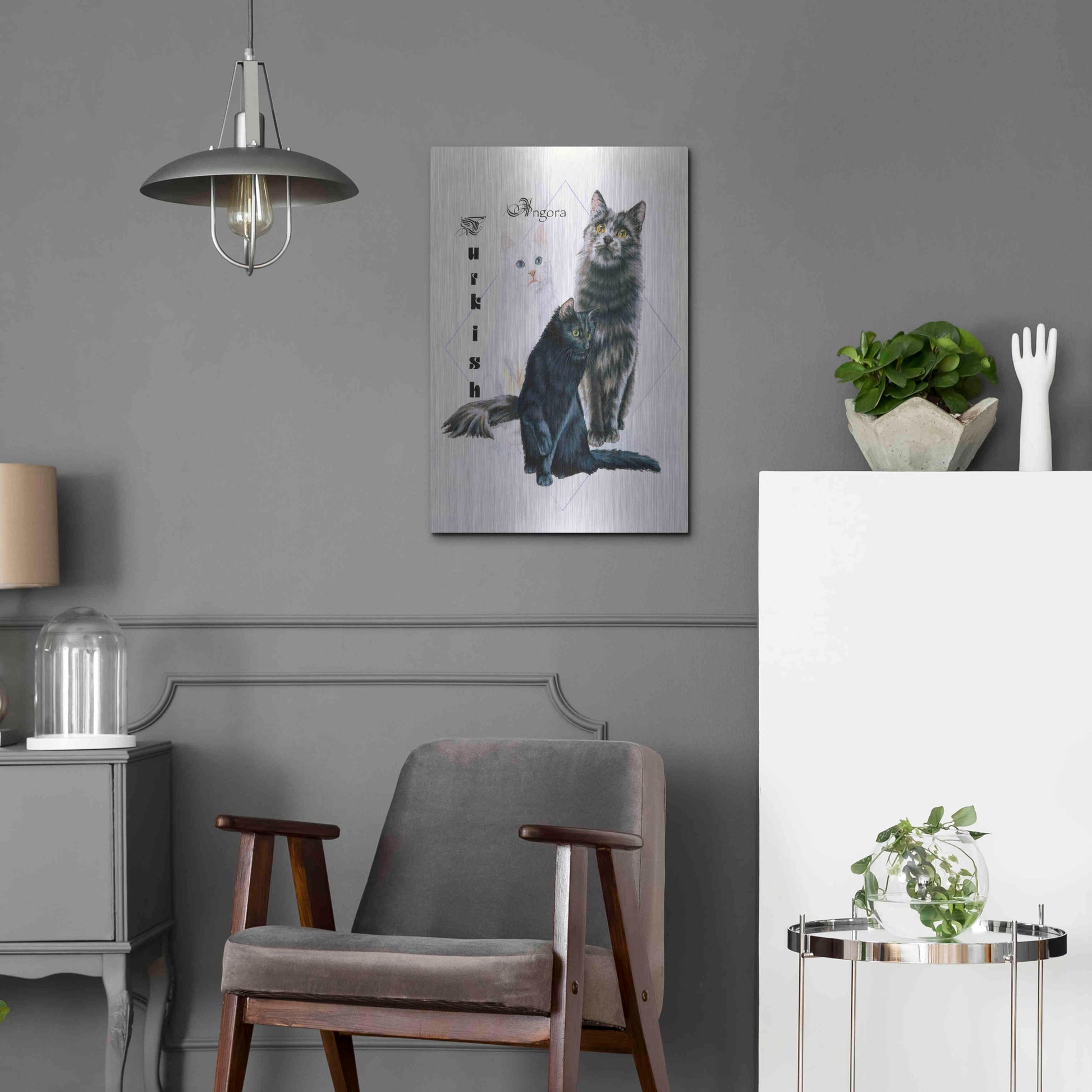 Luxe Metal Art 'Turkish Angora' by Barbara Keith, Metal Wall Art,16x24