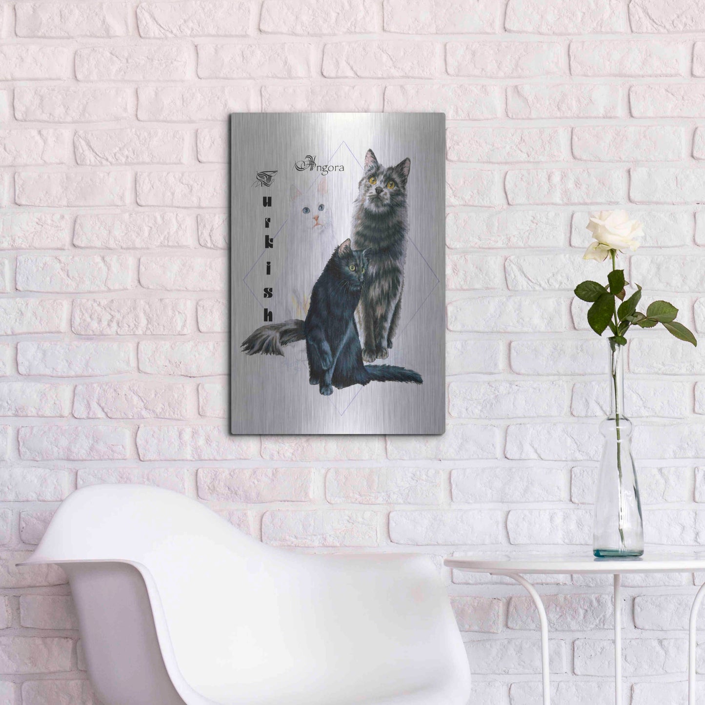 Luxe Metal Art 'Turkish Angora' by Barbara Keith, Metal Wall Art,16x24