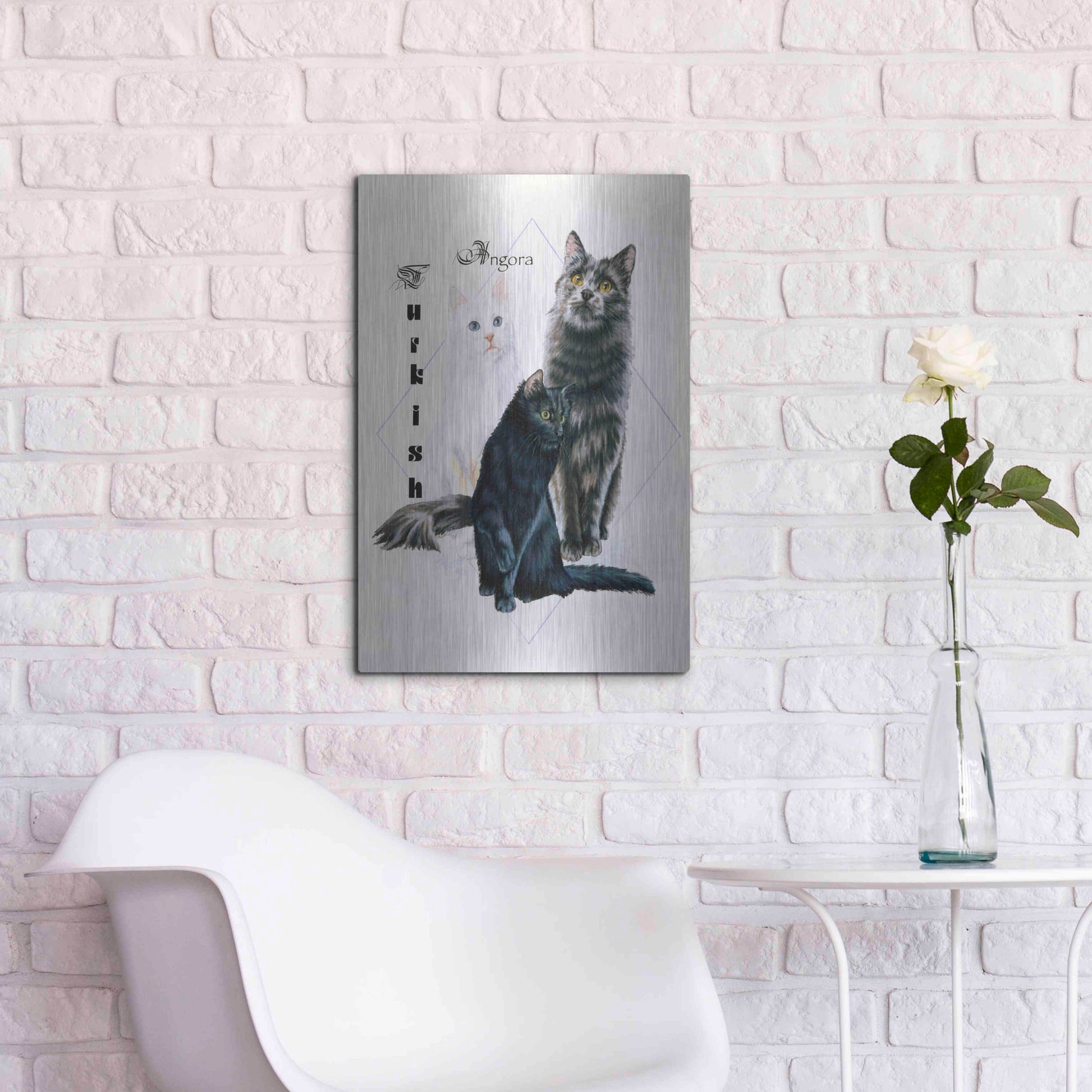 Luxe Metal Art 'Turkish Angora' by Barbara Keith, Metal Wall Art,16x24