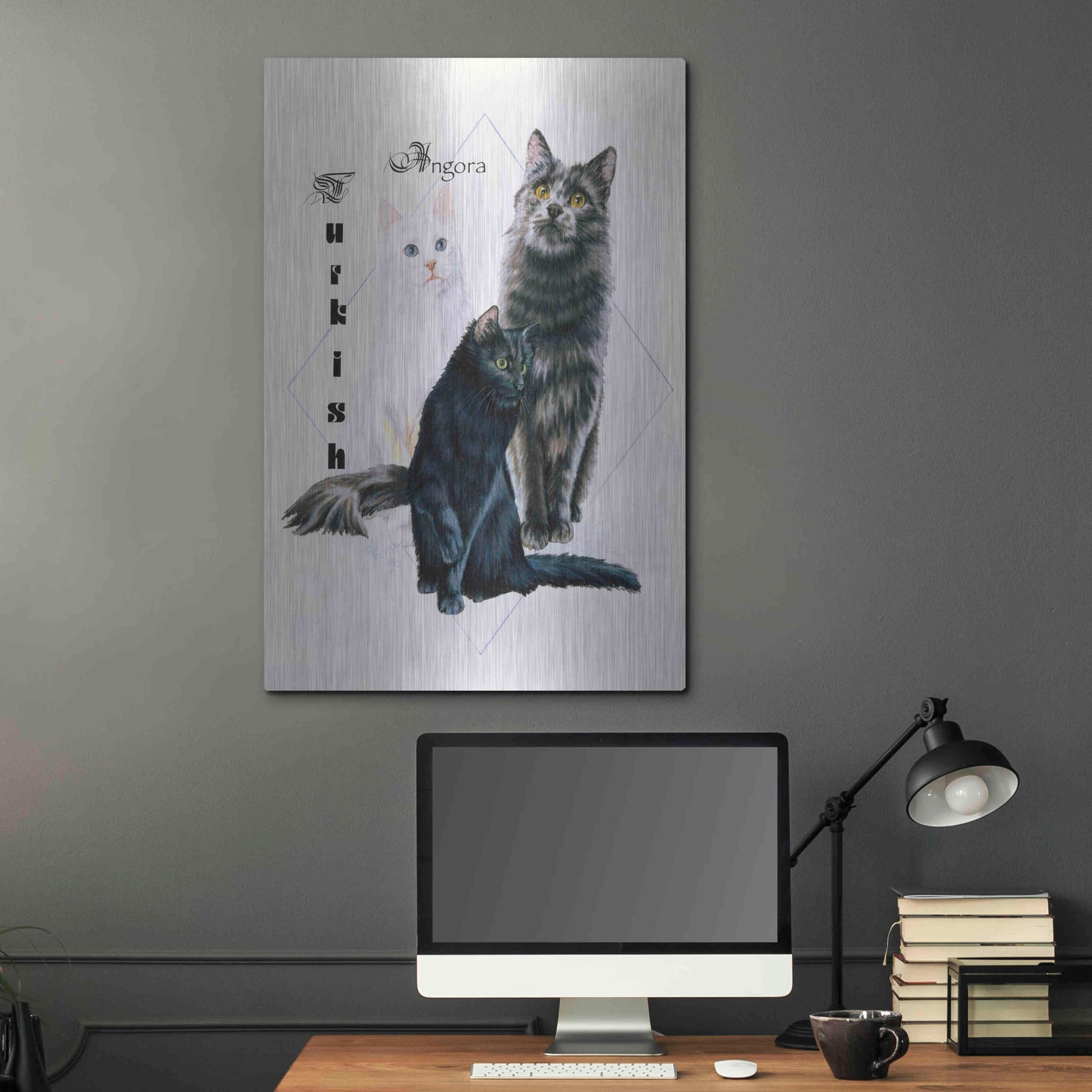 Luxe Metal Art 'Turkish Angora' by Barbara Keith, Metal Wall Art,24x36