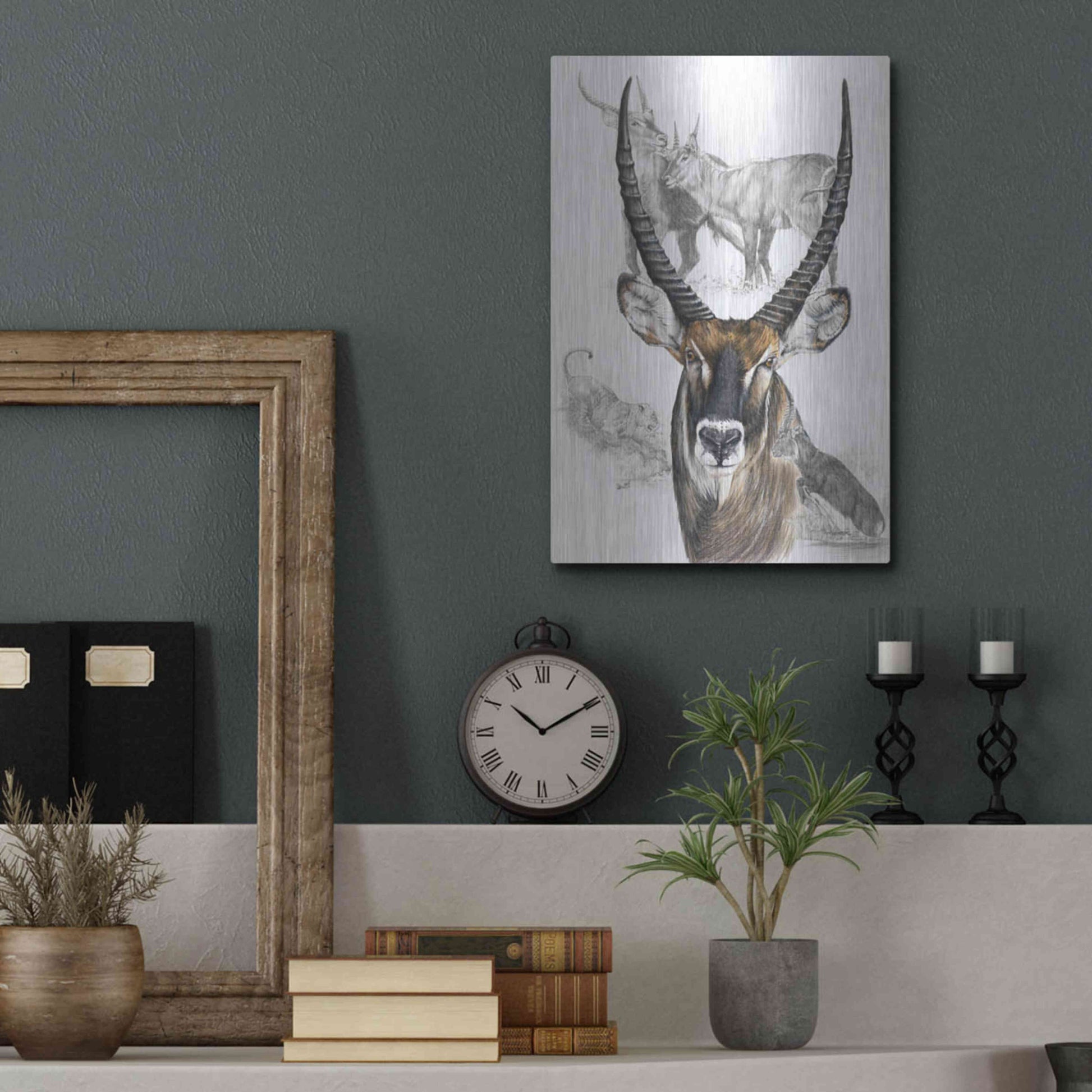 Luxe Metal Art 'Waterbuck' by Barbara Keith, Metal Wall Art,12x16