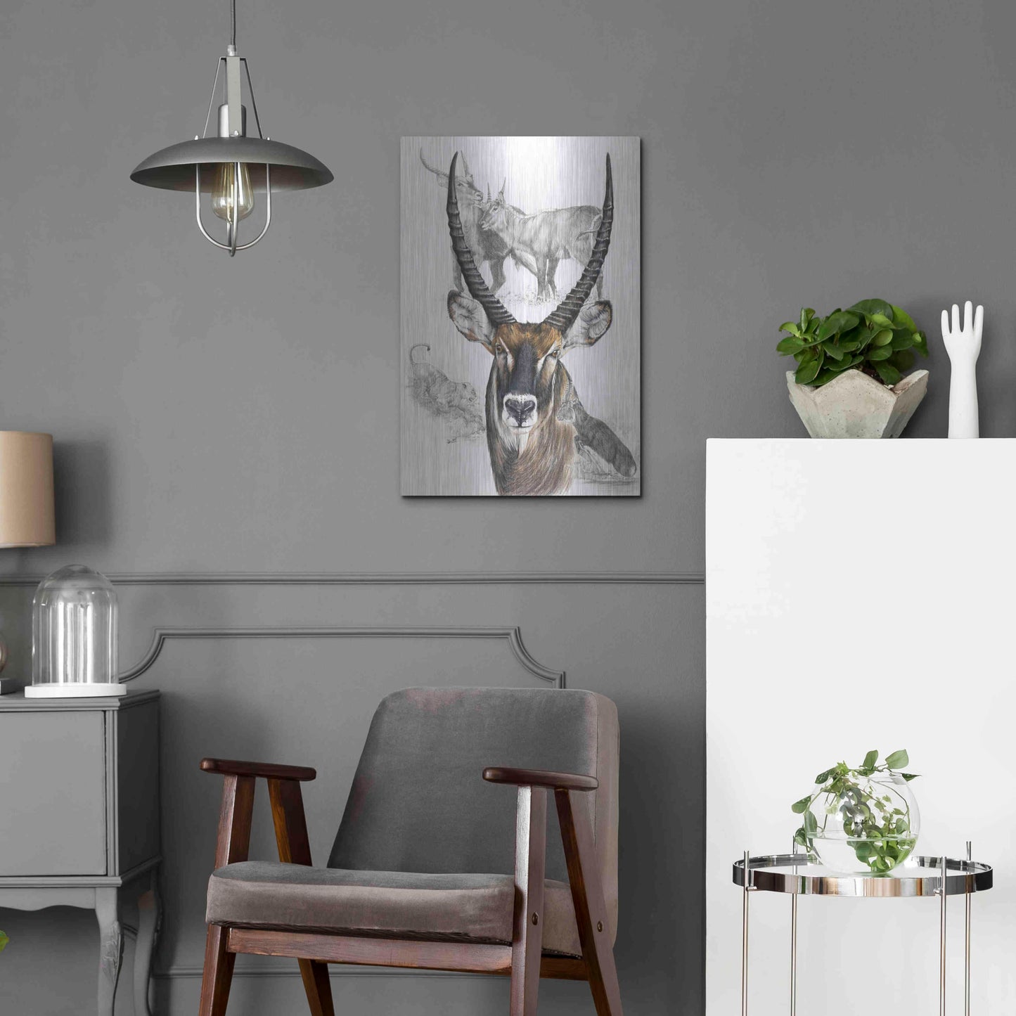 Luxe Metal Art 'Waterbuck' by Barbara Keith, Metal Wall Art,16x24