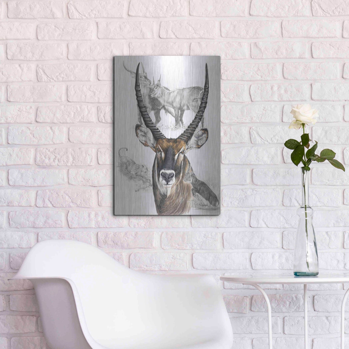 Luxe Metal Art 'Waterbuck' by Barbara Keith, Metal Wall Art,16x24