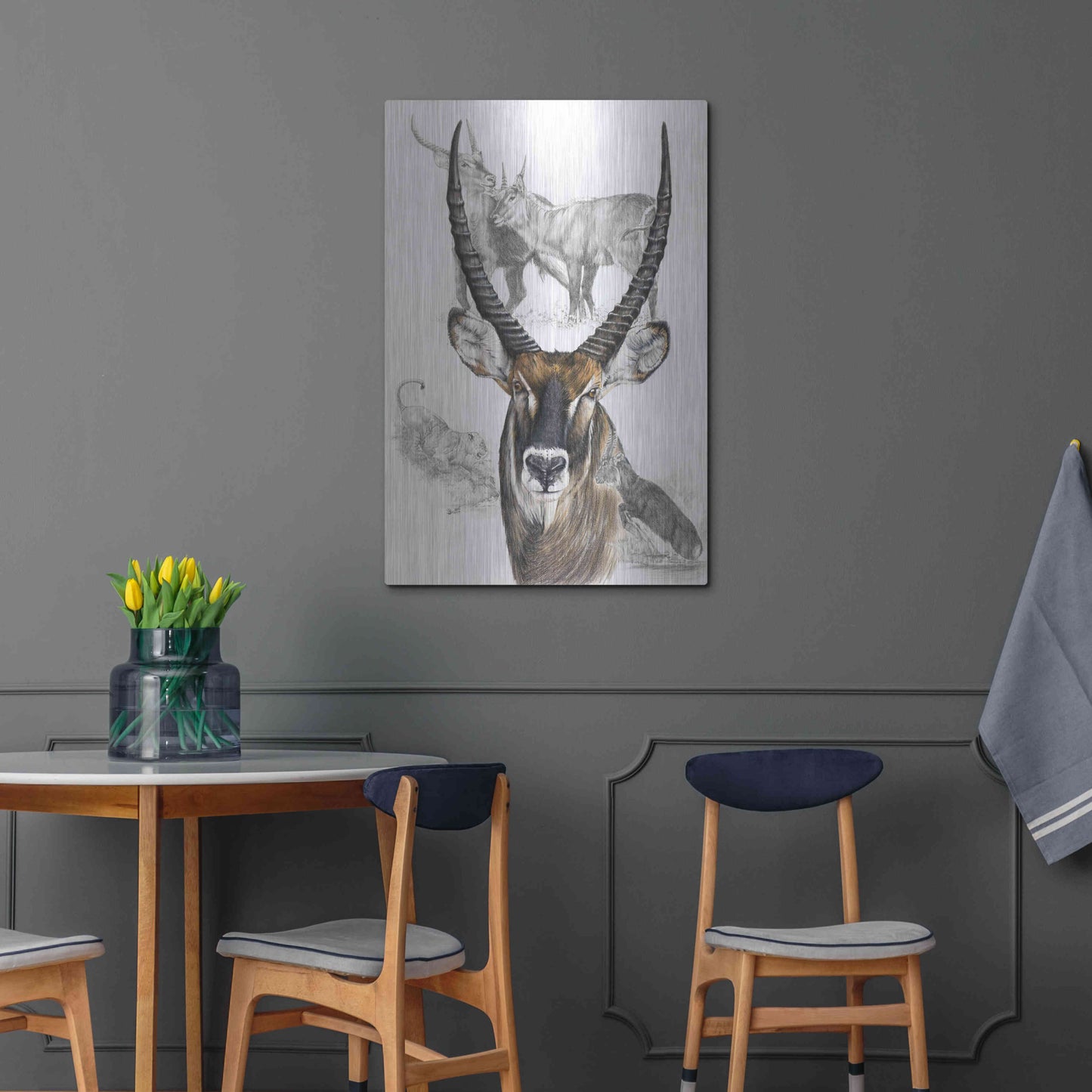 Luxe Metal Art 'Waterbuck' by Barbara Keith, Metal Wall Art,24x36