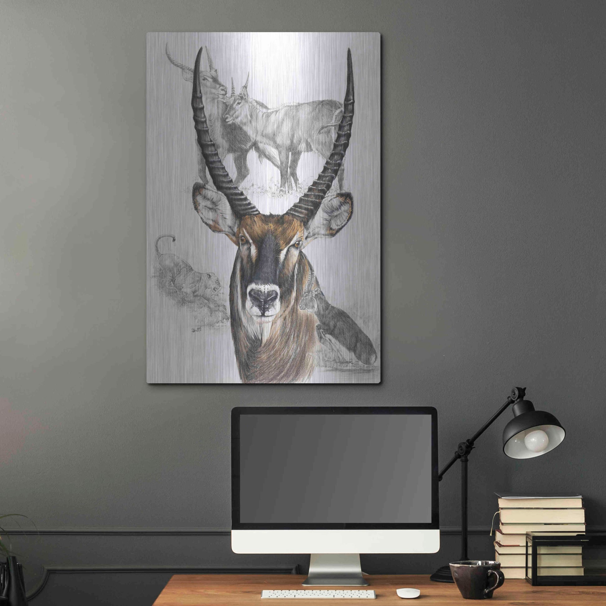 Luxe Metal Art 'Waterbuck' by Barbara Keith, Metal Wall Art,24x36