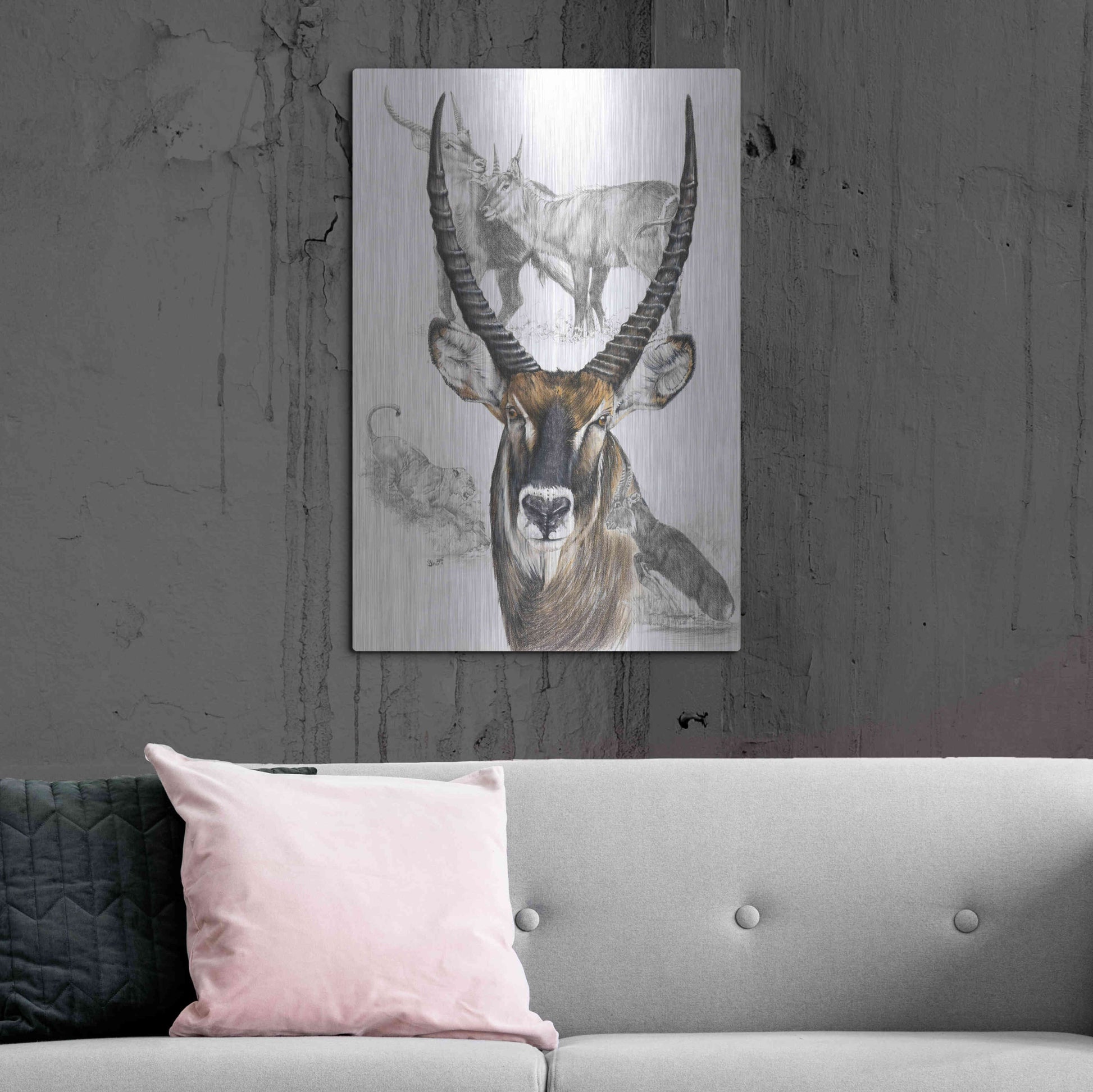 Luxe Metal Art 'Waterbuck' by Barbara Keith, Metal Wall Art,24x36