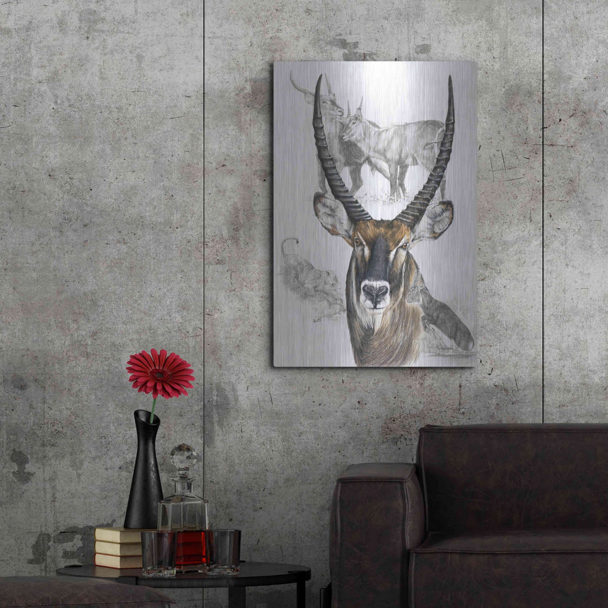 Luxe Metal Art 'Waterbuck' by Barbara Keith, Metal Wall Art,24x36