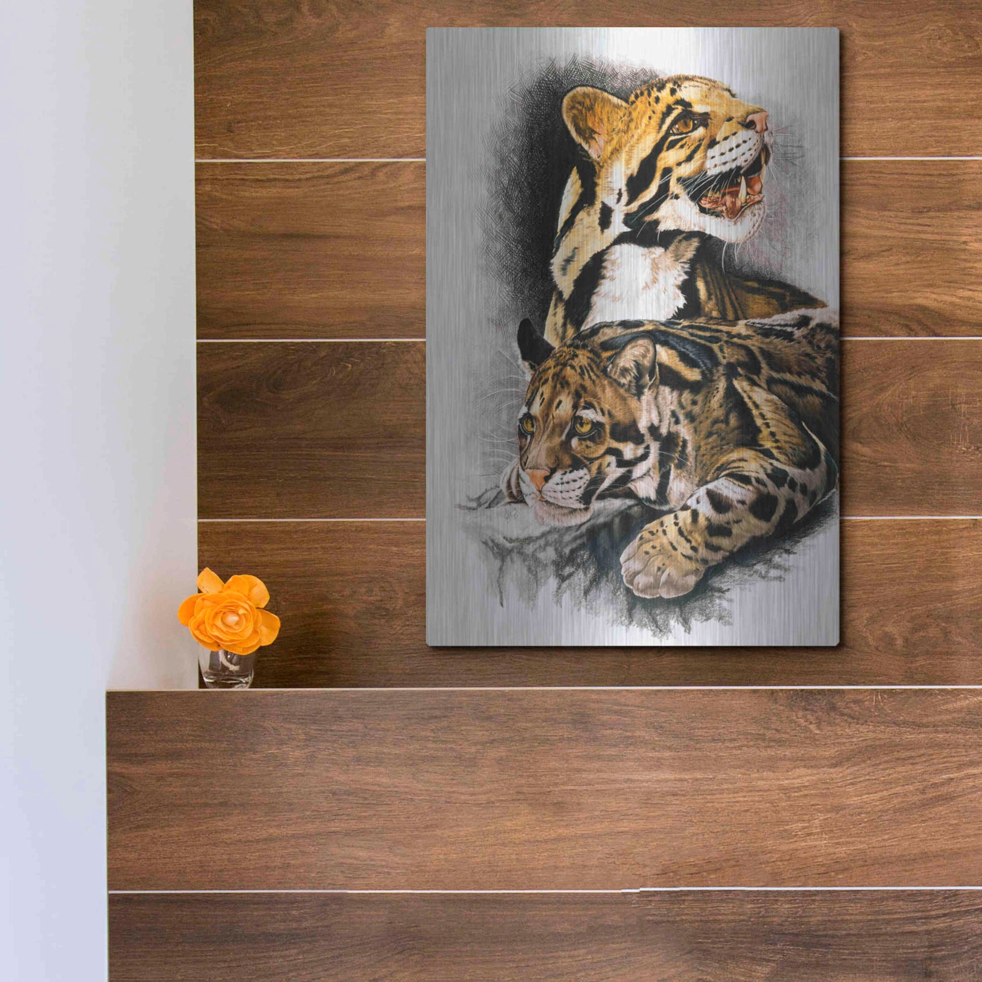 Luxe Metal Art 'Neofelis Nebulosa' by Barbara Keith, Metal Wall Art,12x16