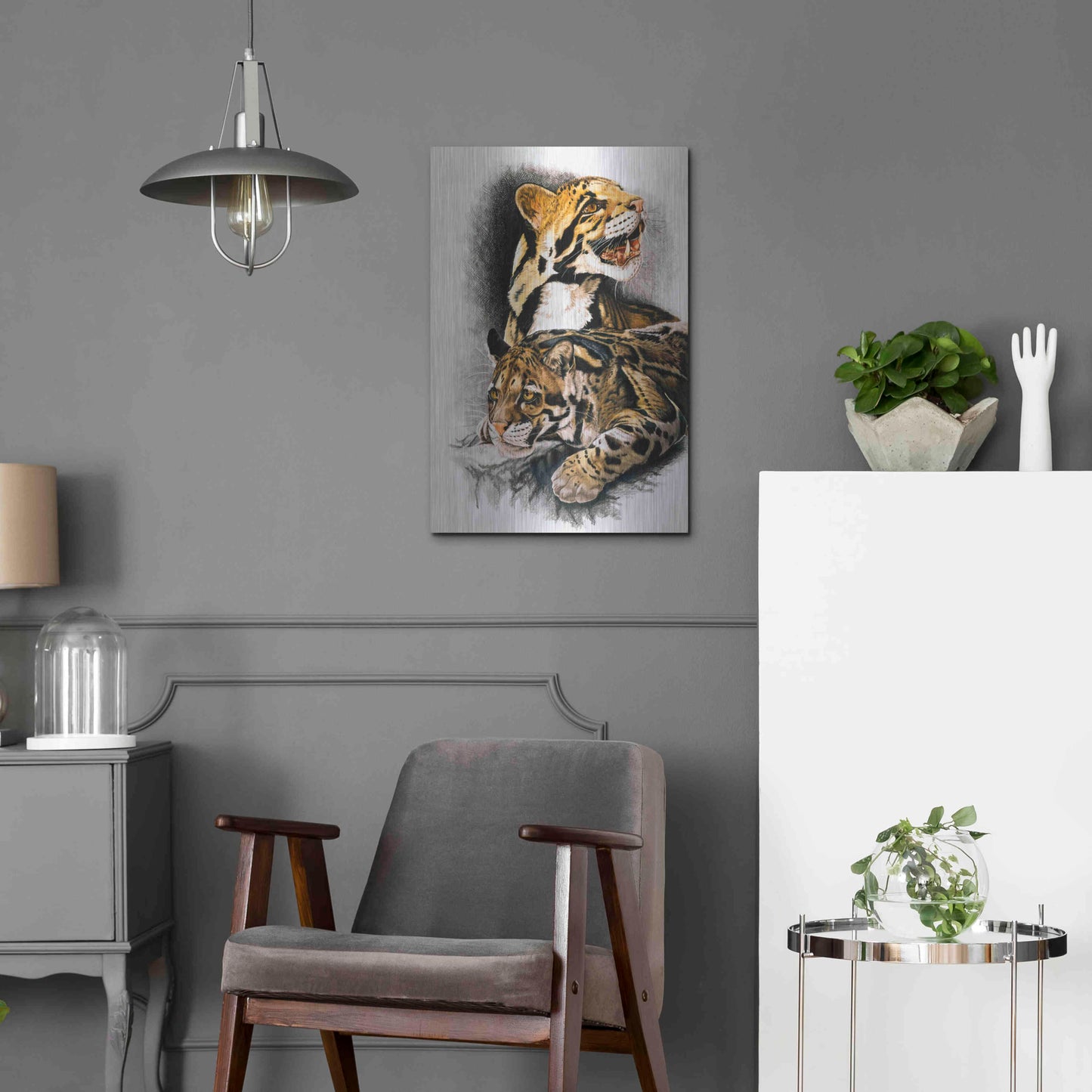 Luxe Metal Art 'Neofelis Nebulosa' by Barbara Keith, Metal Wall Art,16x24