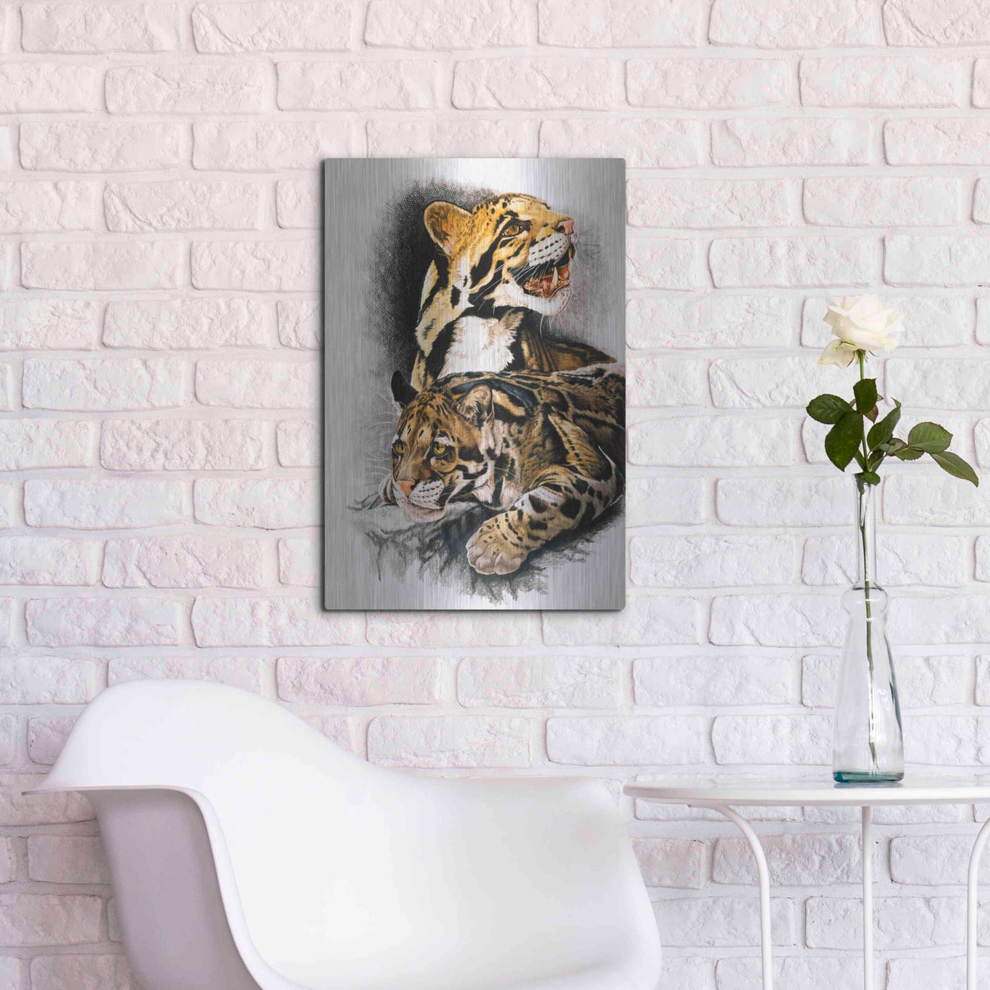 Luxe Metal Art 'Neofelis Nebulosa' by Barbara Keith, Metal Wall Art,16x24