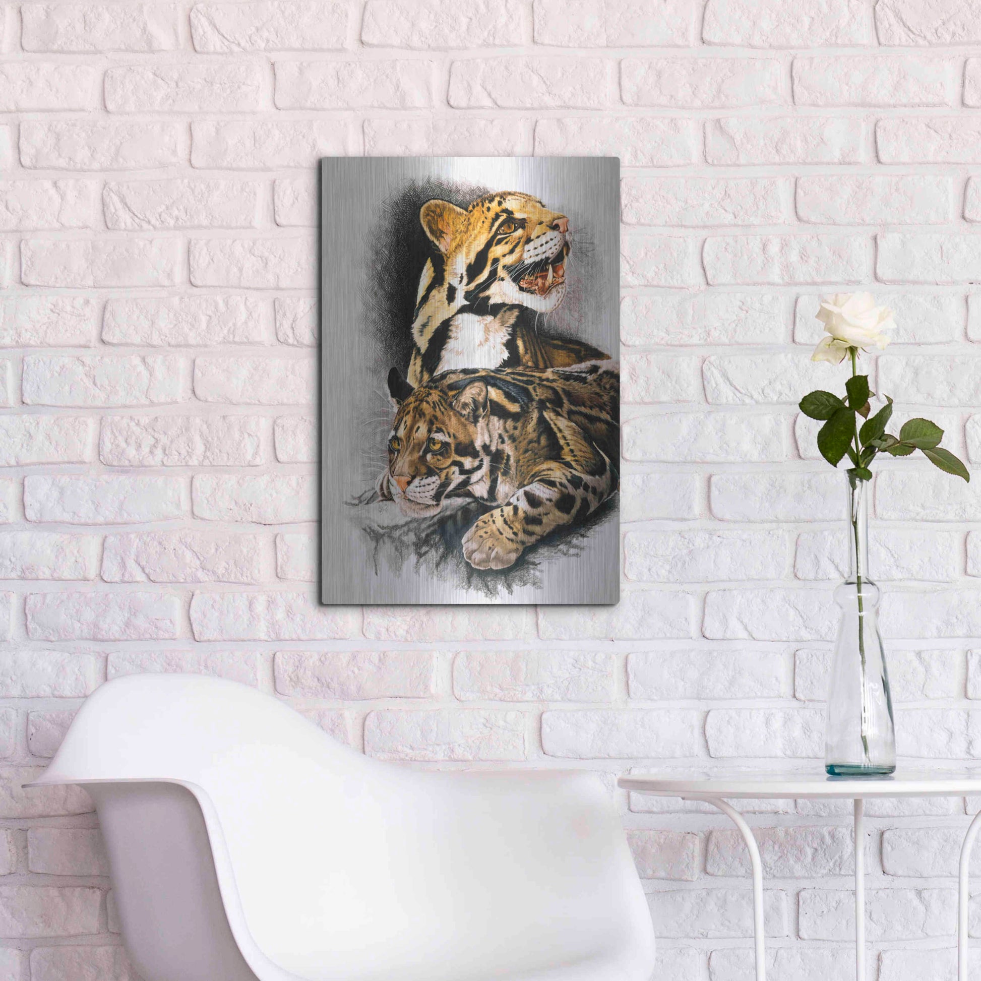 Luxe Metal Art 'Neofelis Nebulosa' by Barbara Keith, Metal Wall Art,16x24