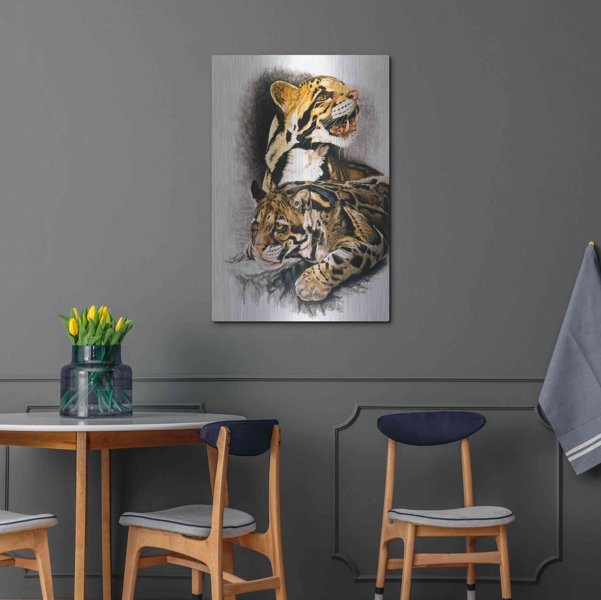 Luxe Metal Art 'Neofelis Nebulosa' by Barbara Keith, Metal Wall Art,24x36