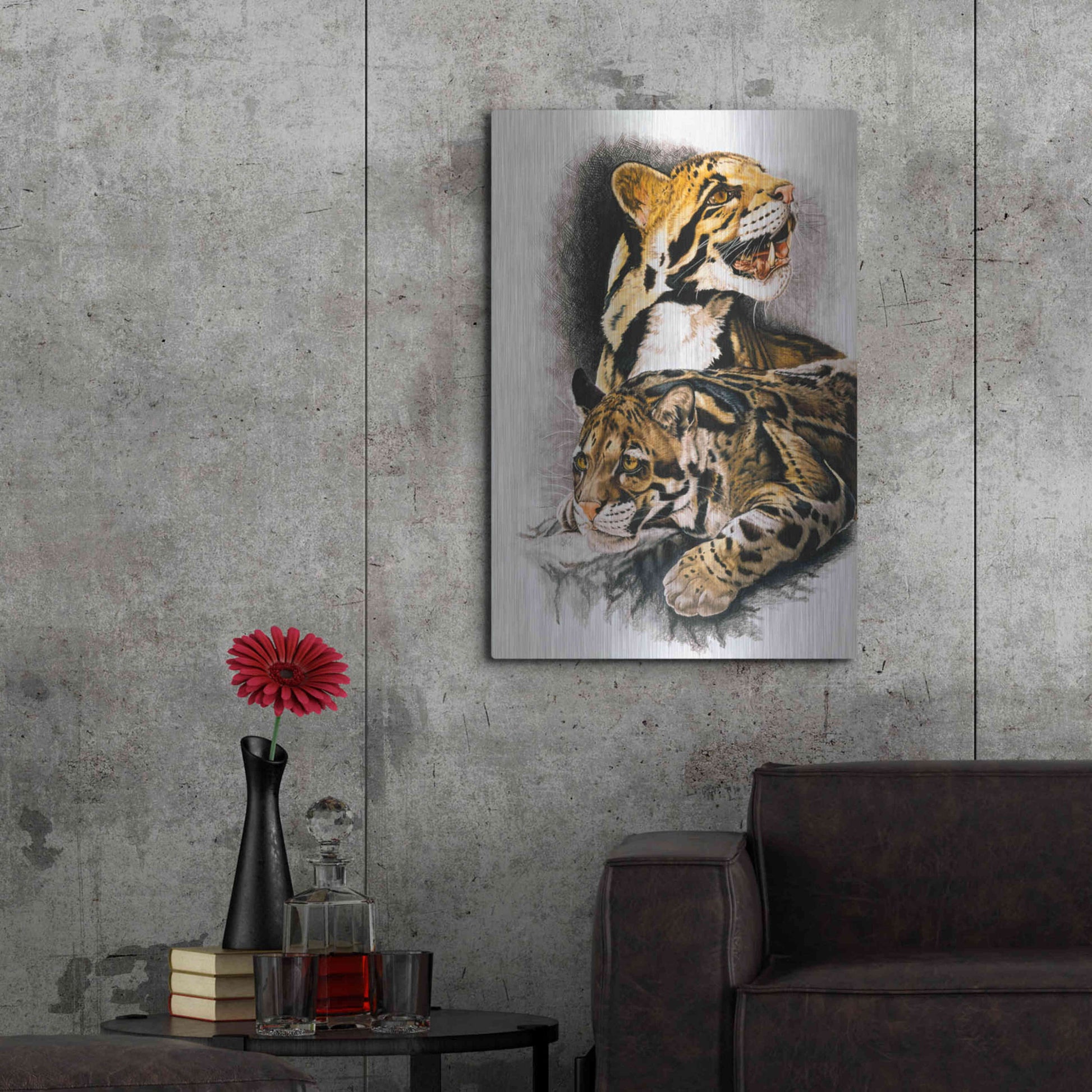 Luxe Metal Art 'Neofelis Nebulosa' by Barbara Keith, Metal Wall Art,24x36