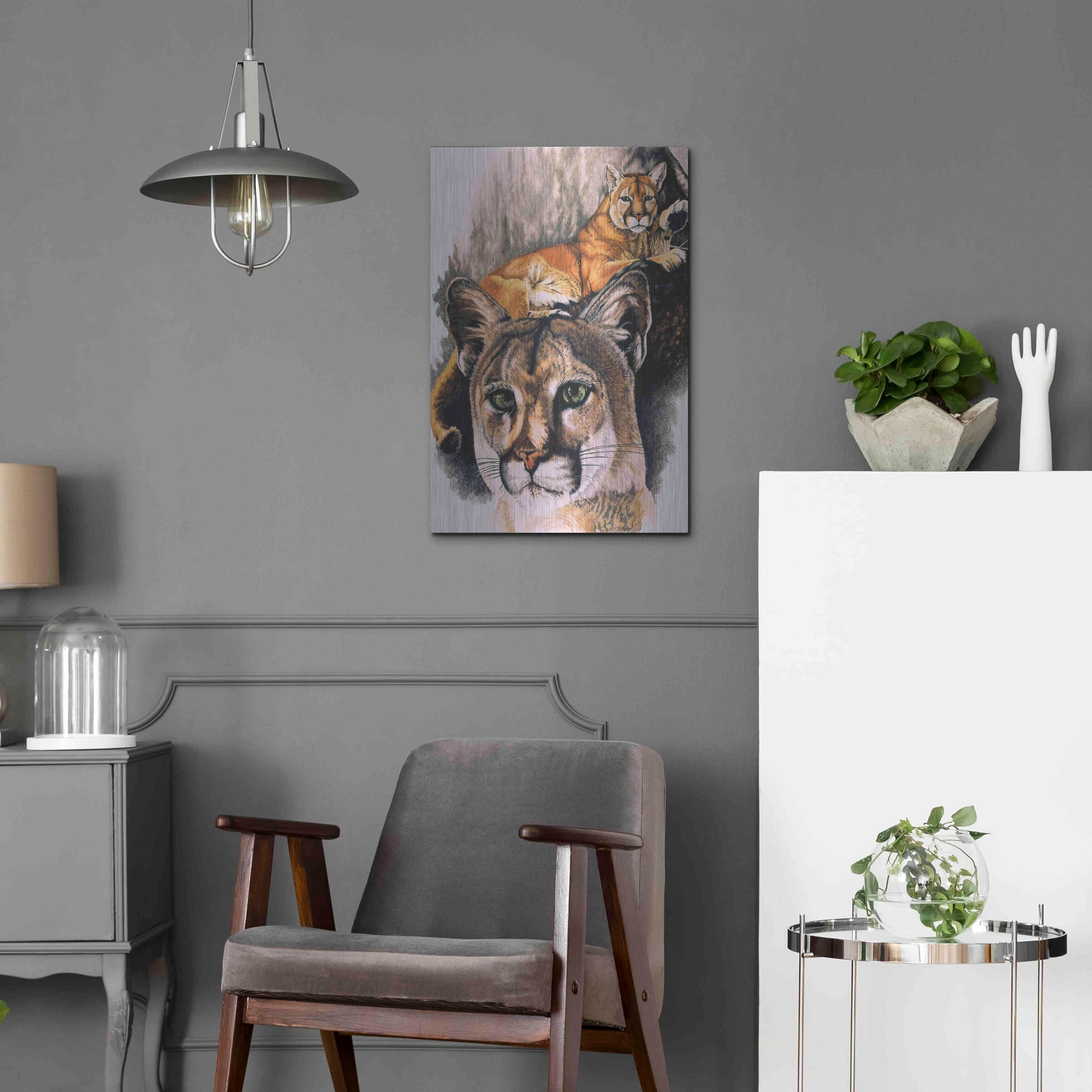 Luxe Metal Art 'Felis Concolor Cory' by Barbara Keith, Metal Wall Art,16x24