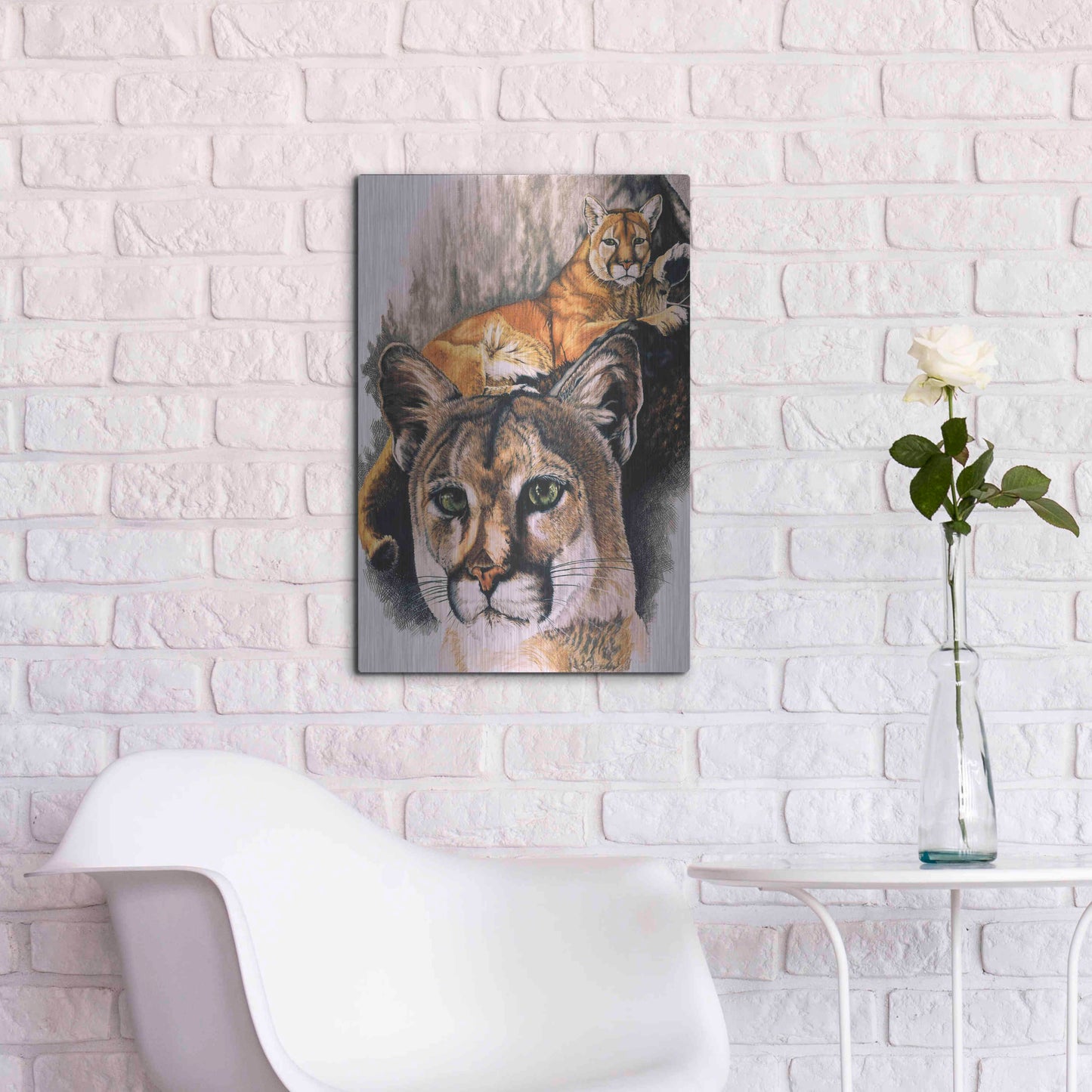 Luxe Metal Art 'Felis Concolor Cory' by Barbara Keith, Metal Wall Art,16x24