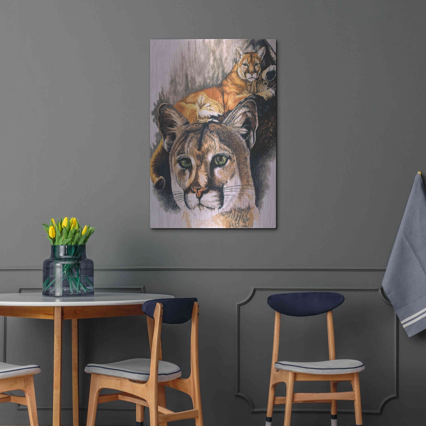 Luxe Metal Art 'Felis Concolor Cory' by Barbara Keith, Metal Wall Art,24x36