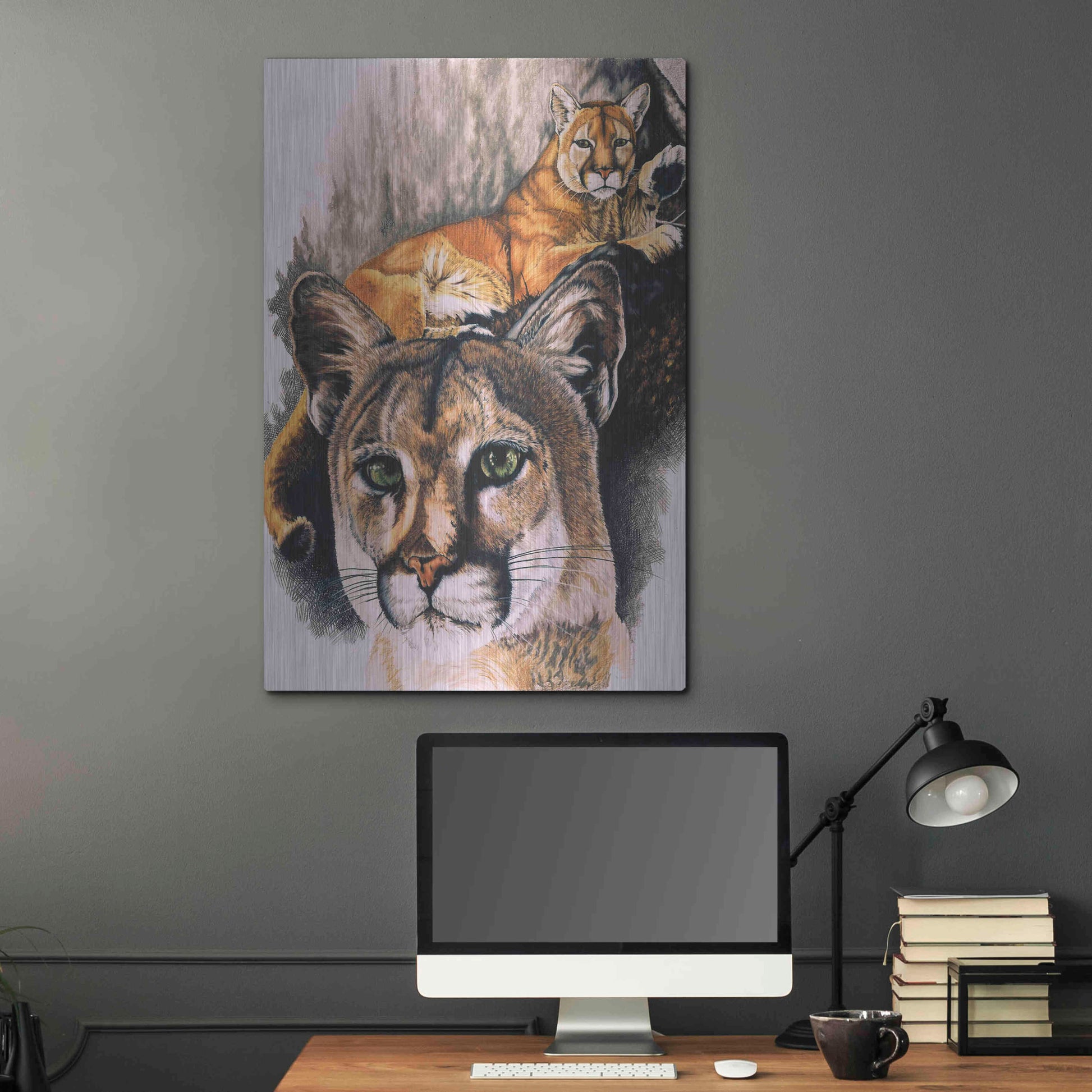 Luxe Metal Art 'Felis Concolor Cory' by Barbara Keith, Metal Wall Art,24x36