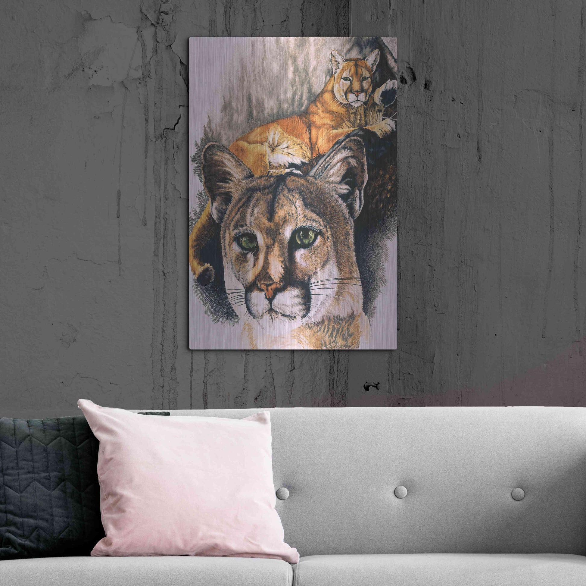 Luxe Metal Art 'Felis Concolor Cory' by Barbara Keith, Metal Wall Art,24x36