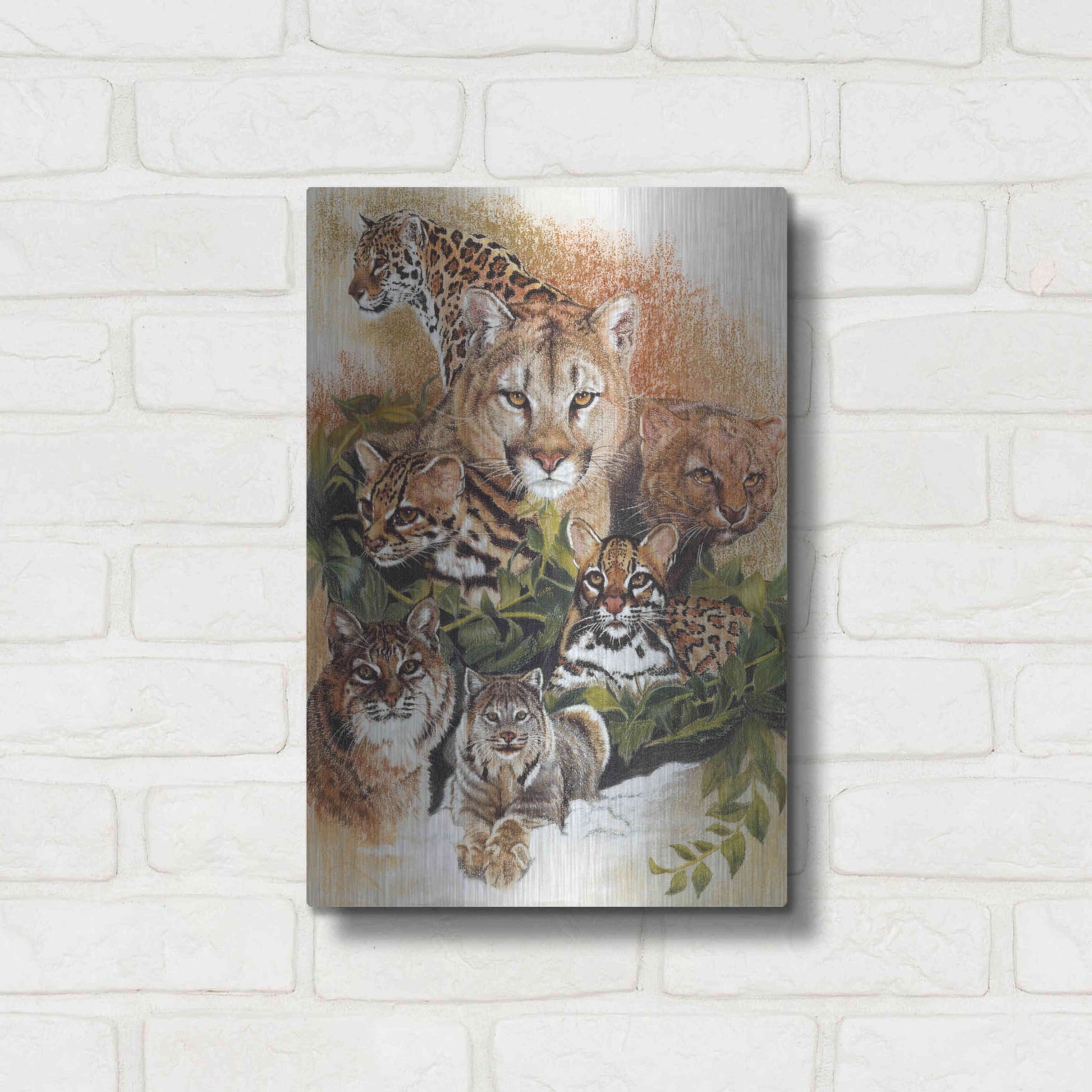 Luxe Metal Art 'Feline Rhapsody' by Barbara Keith, Metal Wall Art,12x16