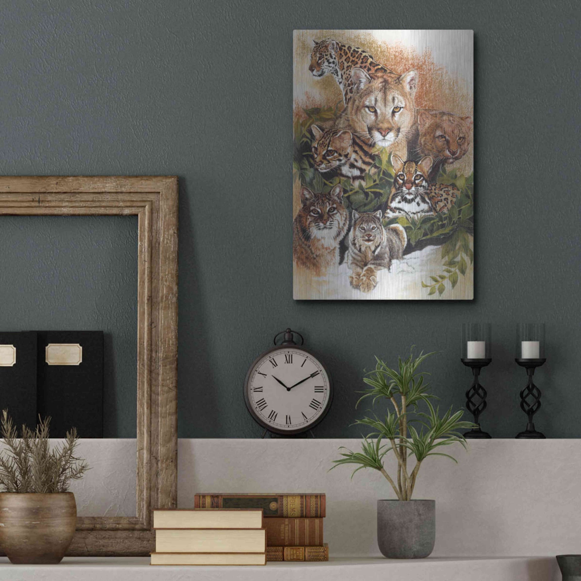 Luxe Metal Art 'Feline Rhapsody' by Barbara Keith, Metal Wall Art,12x16