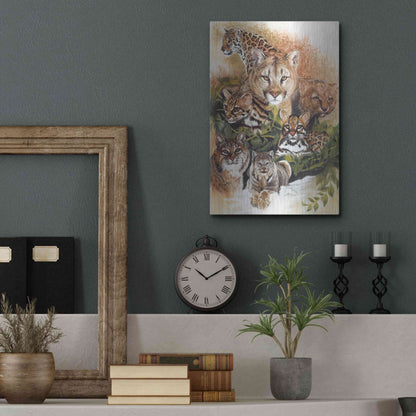 Luxe Metal Art 'Feline Rhapsody' by Barbara Keith, Metal Wall Art,12x16