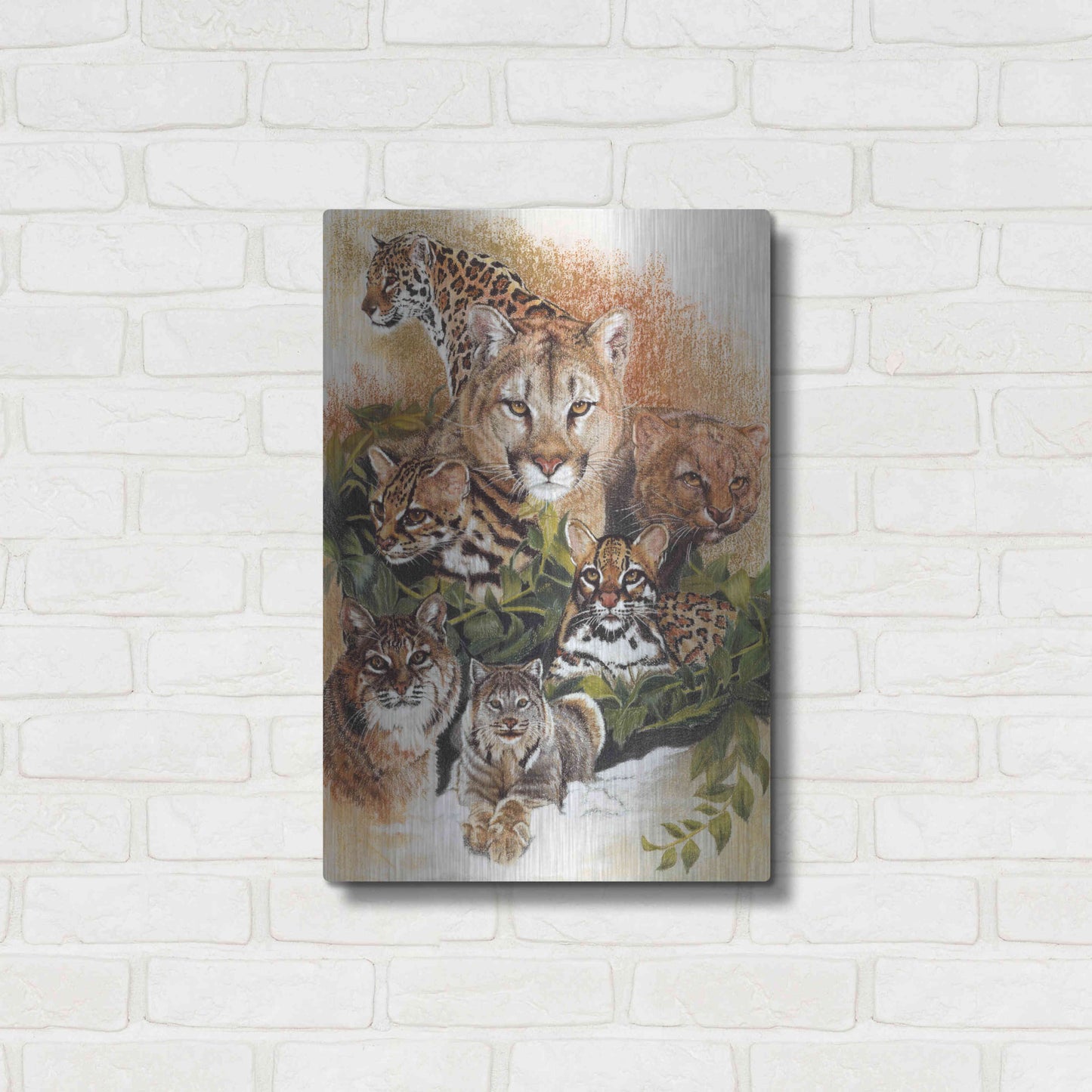 Luxe Metal Art 'Feline Rhapsody' by Barbara Keith, Metal Wall Art,16x24