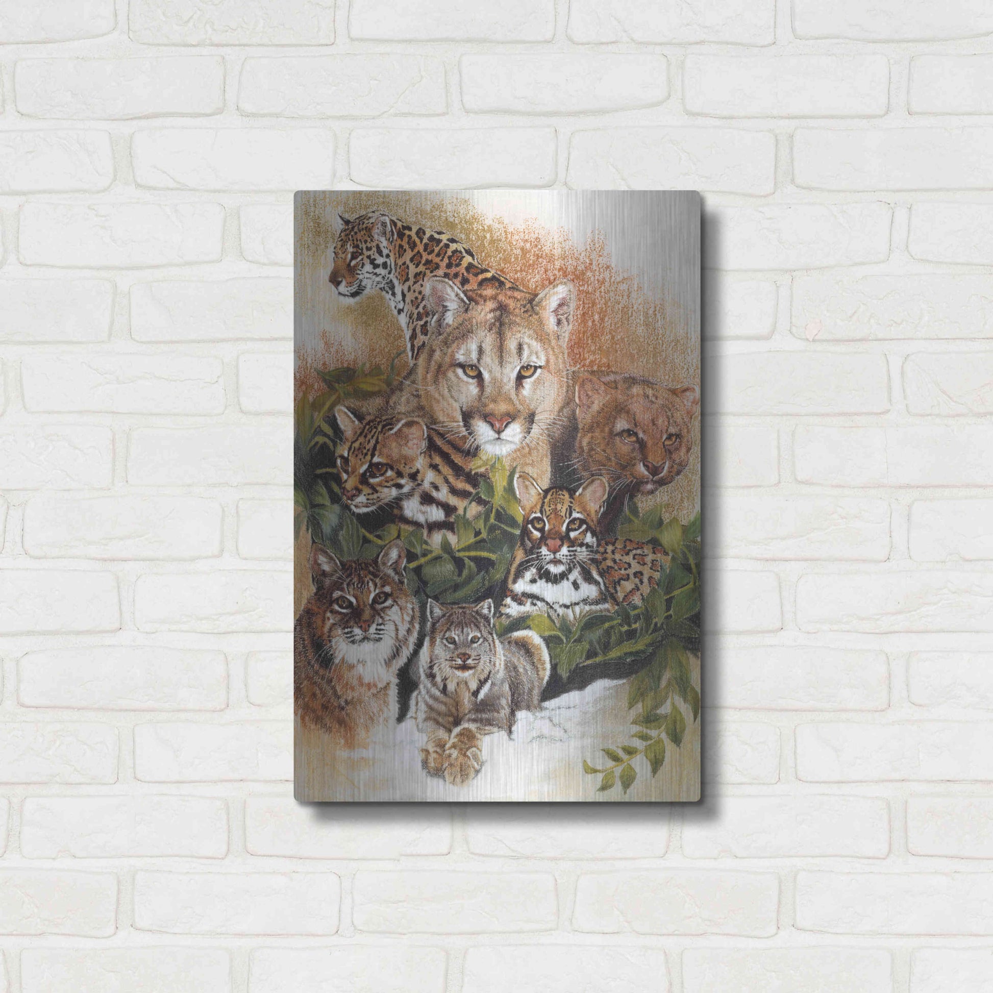Luxe Metal Art 'Feline Rhapsody' by Barbara Keith, Metal Wall Art,16x24