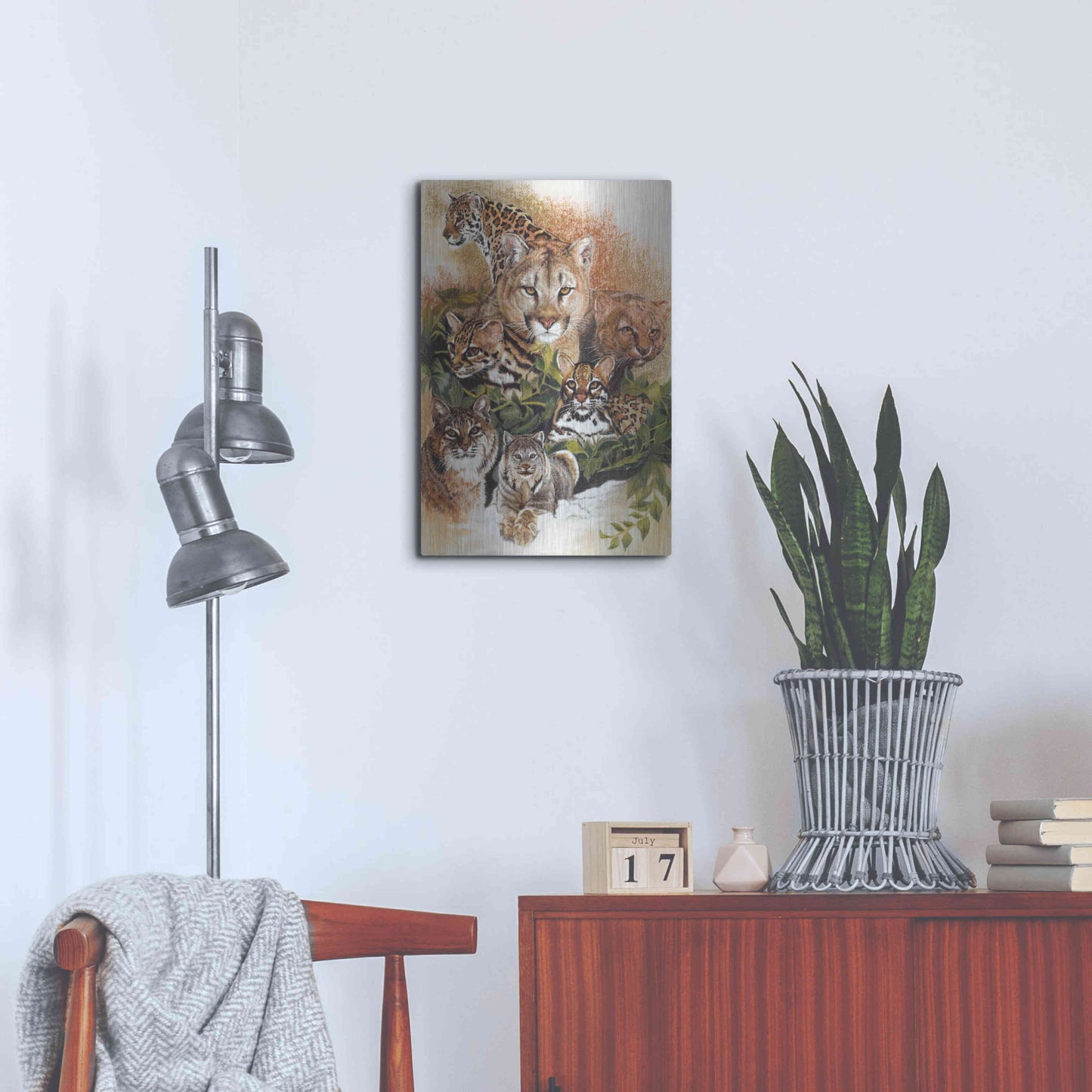 Luxe Metal Art 'Feline Rhapsody' by Barbara Keith, Metal Wall Art,16x24