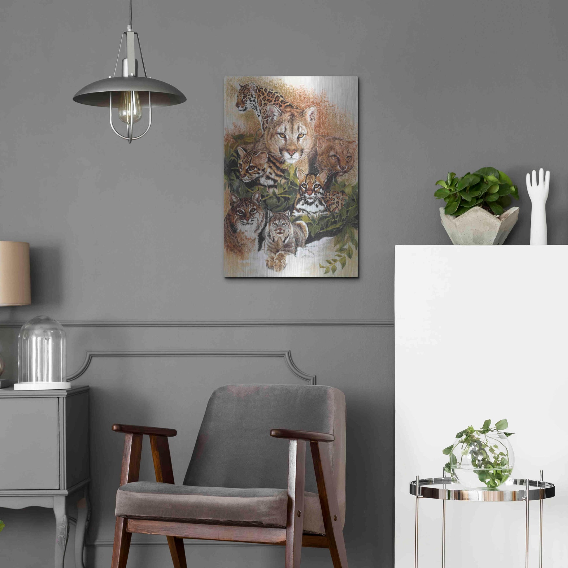 Luxe Metal Art 'Feline Rhapsody' by Barbara Keith, Metal Wall Art,16x24