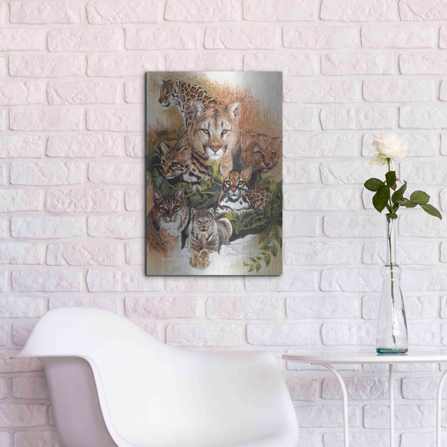 Luxe Metal Art 'Feline Rhapsody' by Barbara Keith, Metal Wall Art,16x24