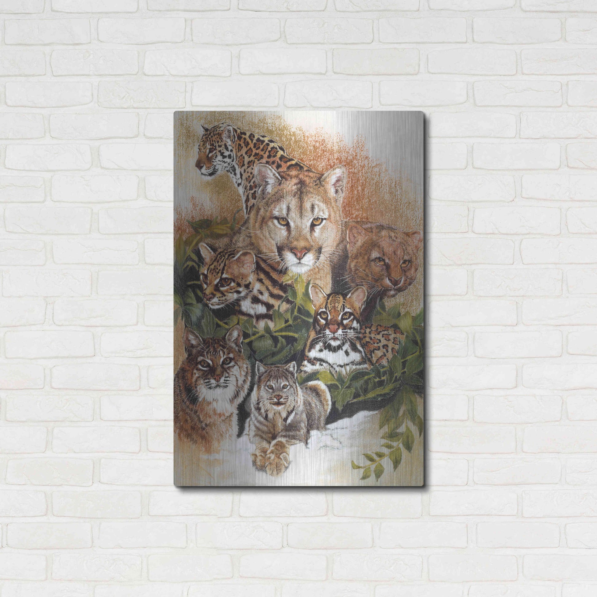 Luxe Metal Art 'Feline Rhapsody' by Barbara Keith, Metal Wall Art,24x36