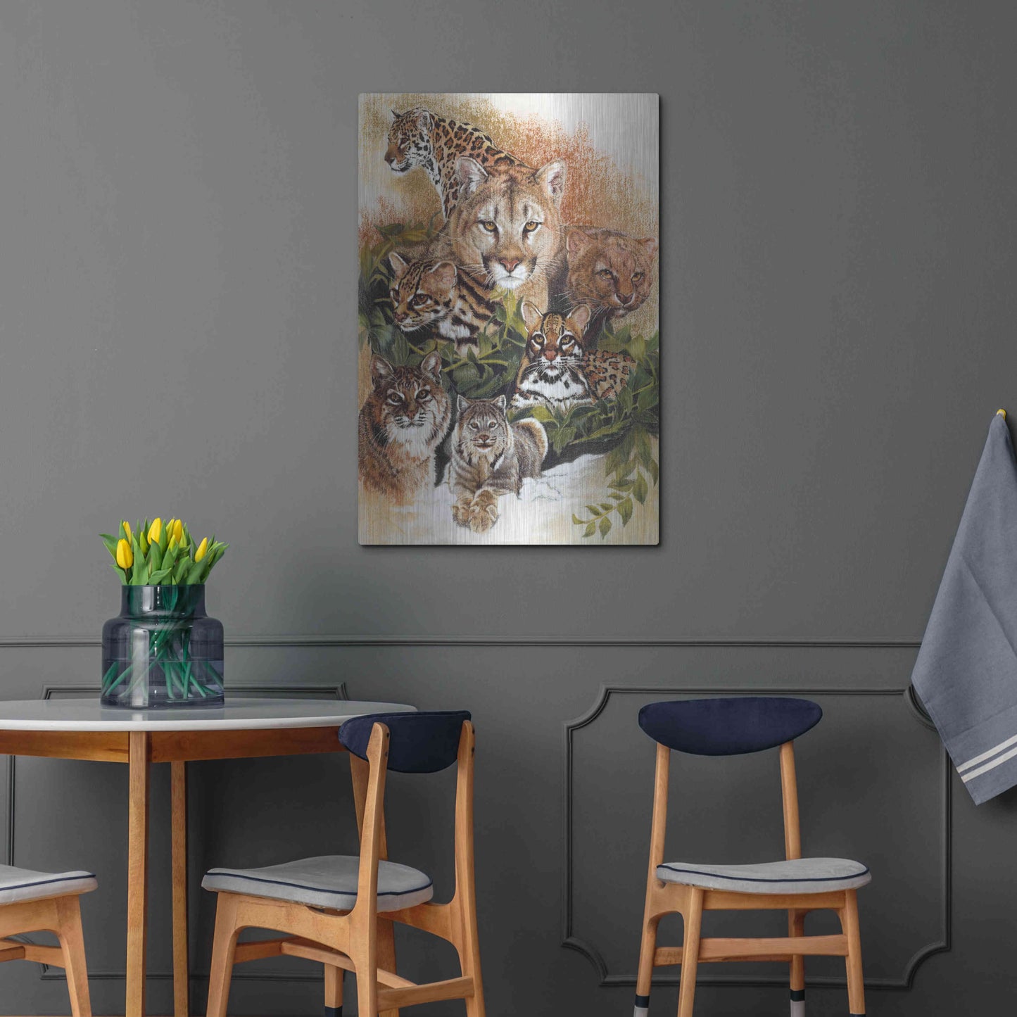 Luxe Metal Art 'Feline Rhapsody' by Barbara Keith, Metal Wall Art,24x36