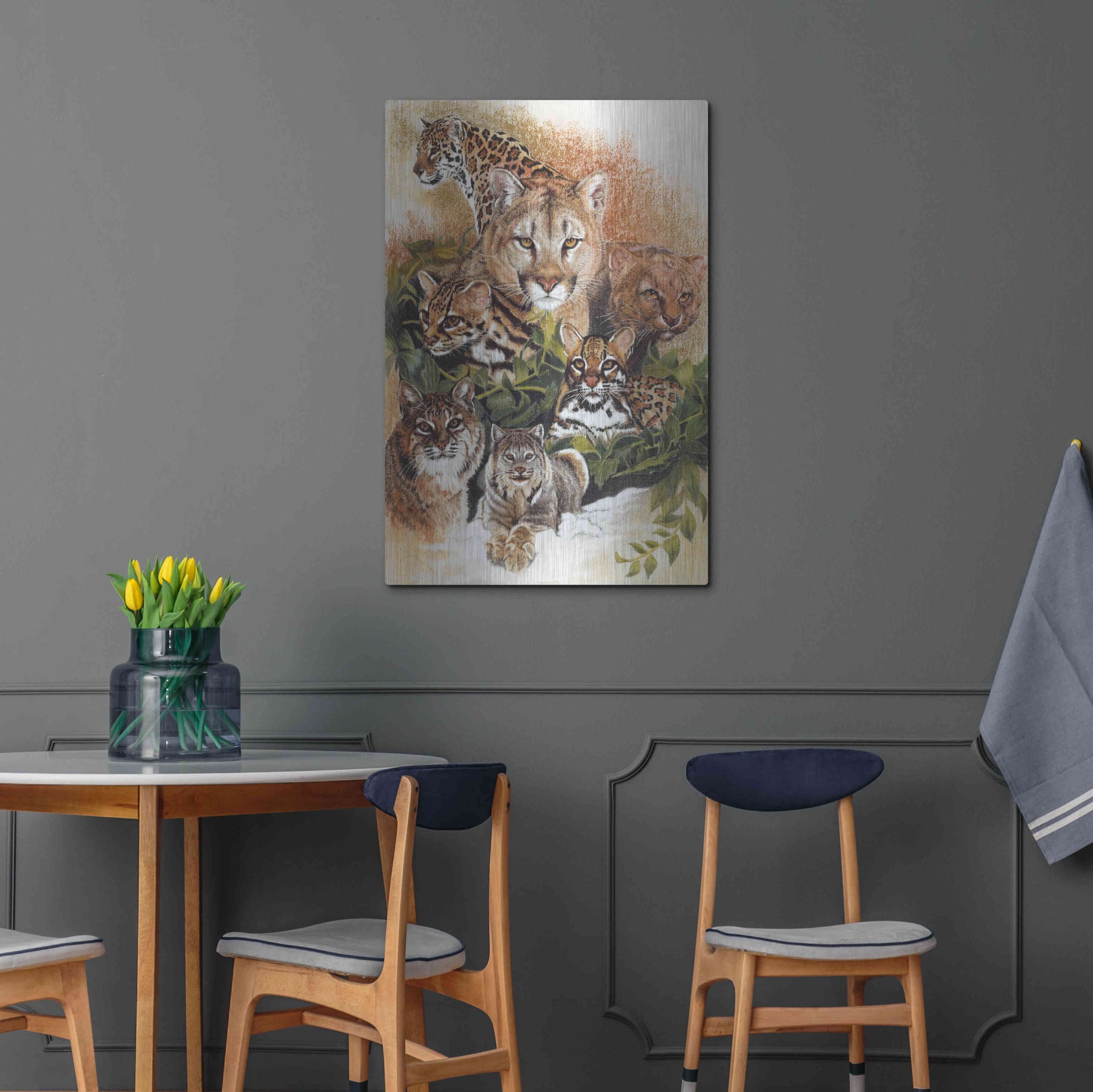 Luxe Metal Art 'Feline Rhapsody' by Barbara Keith, Metal Wall Art,24x36