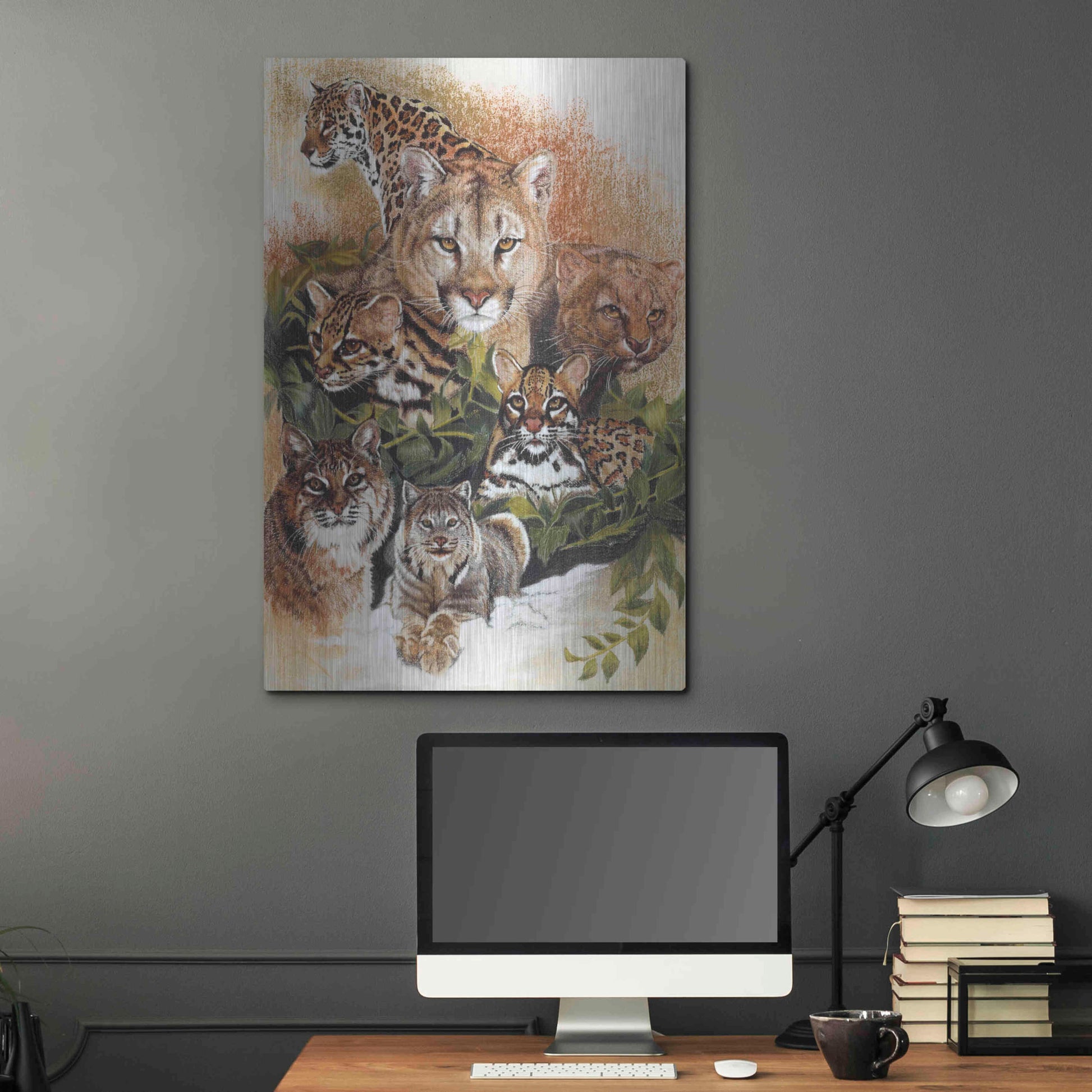 Luxe Metal Art 'Feline Rhapsody' by Barbara Keith, Metal Wall Art,24x36