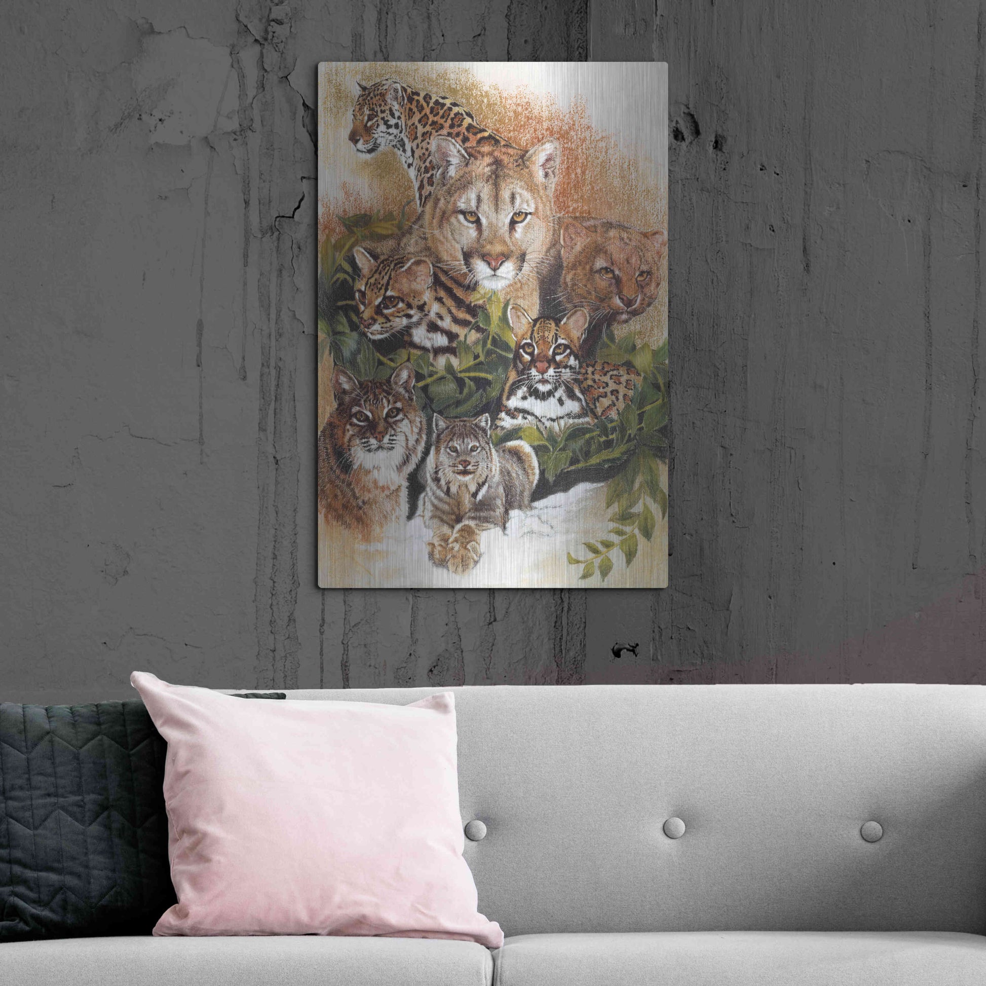 Luxe Metal Art 'Feline Rhapsody' by Barbara Keith, Metal Wall Art,24x36