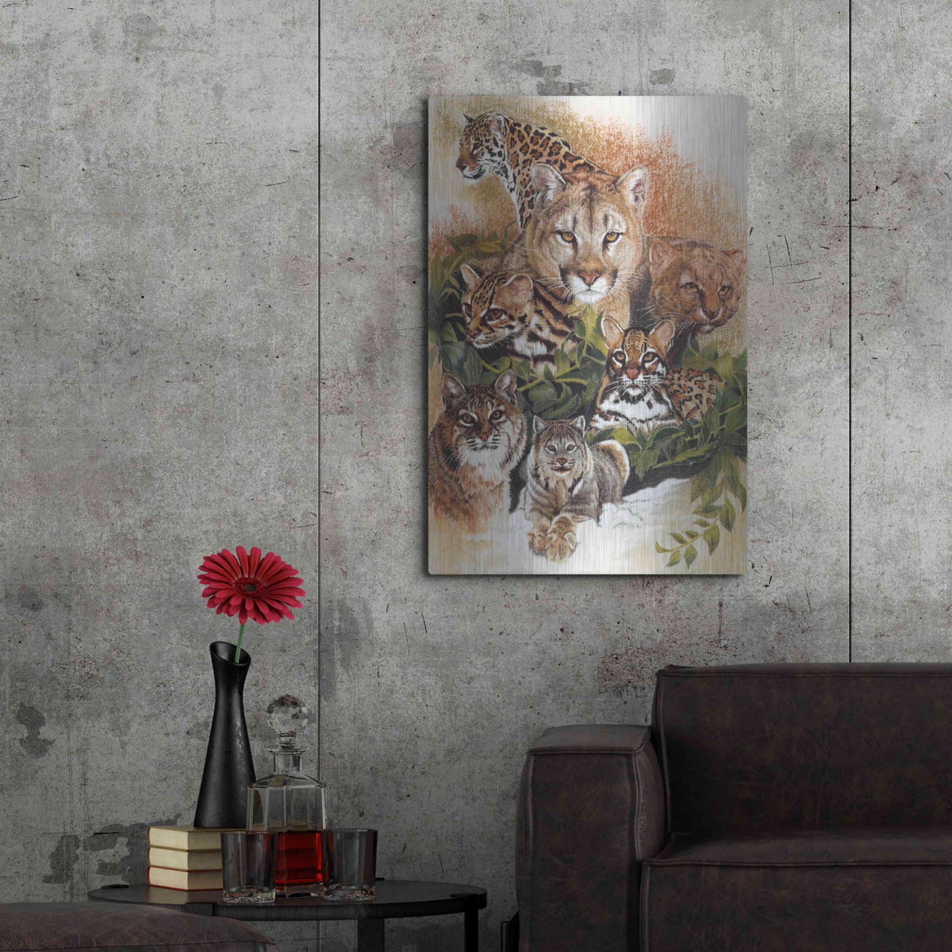 Luxe Metal Art 'Feline Rhapsody' by Barbara Keith, Metal Wall Art,24x36