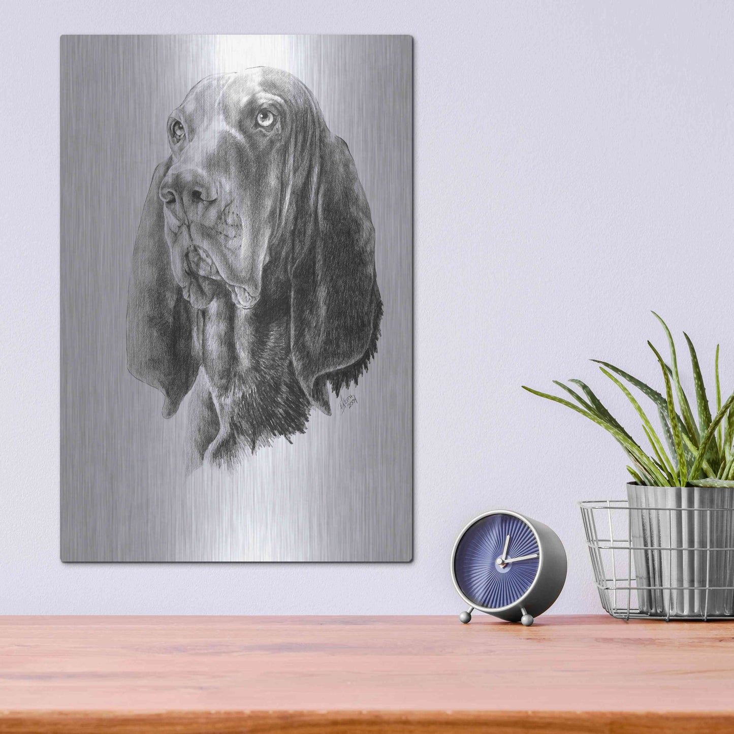 Luxe Metal Art 'B and T Coonhound' by Barbara Keith, Metal Wall Art,12x16