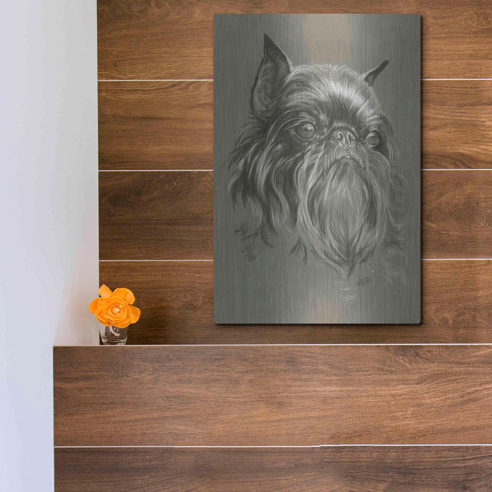 Luxe Metal Art 'Brussels Griffon 2' by Barbara Keith, Metal Wall Art,12x16