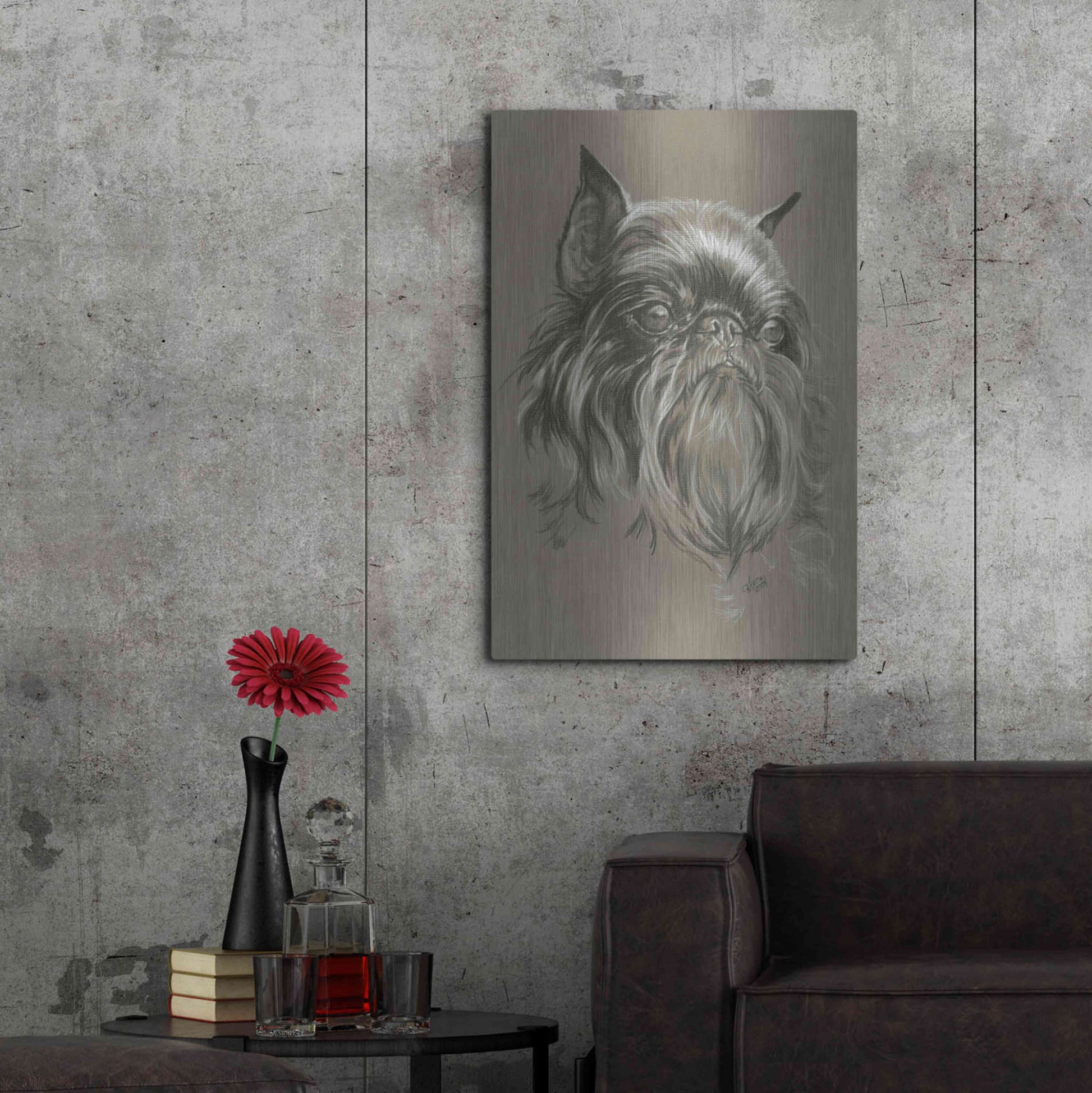 Luxe Metal Art 'Brussels Griffon 2' by Barbara Keith, Metal Wall Art,24x36